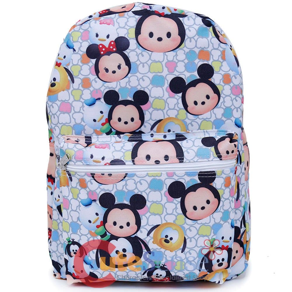 DisneyTsum Tsum School Backpack 16in All Over Print Large Book Bag White