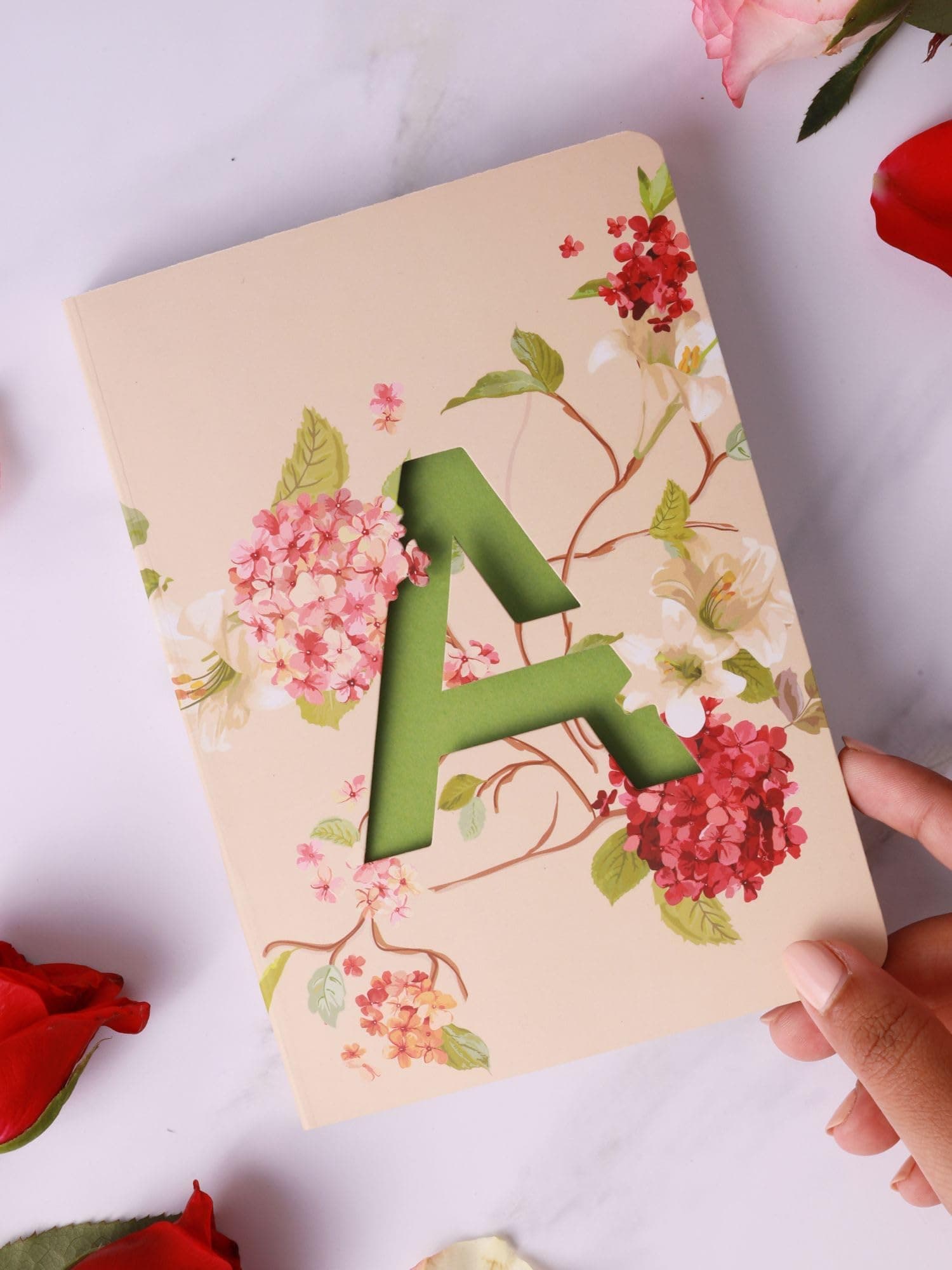 DOODLE Initial A Premium Soft Bound Notebook Diary for Girls and Women (B6, 80 GSM, 192 Ruled Pages) Floral Design