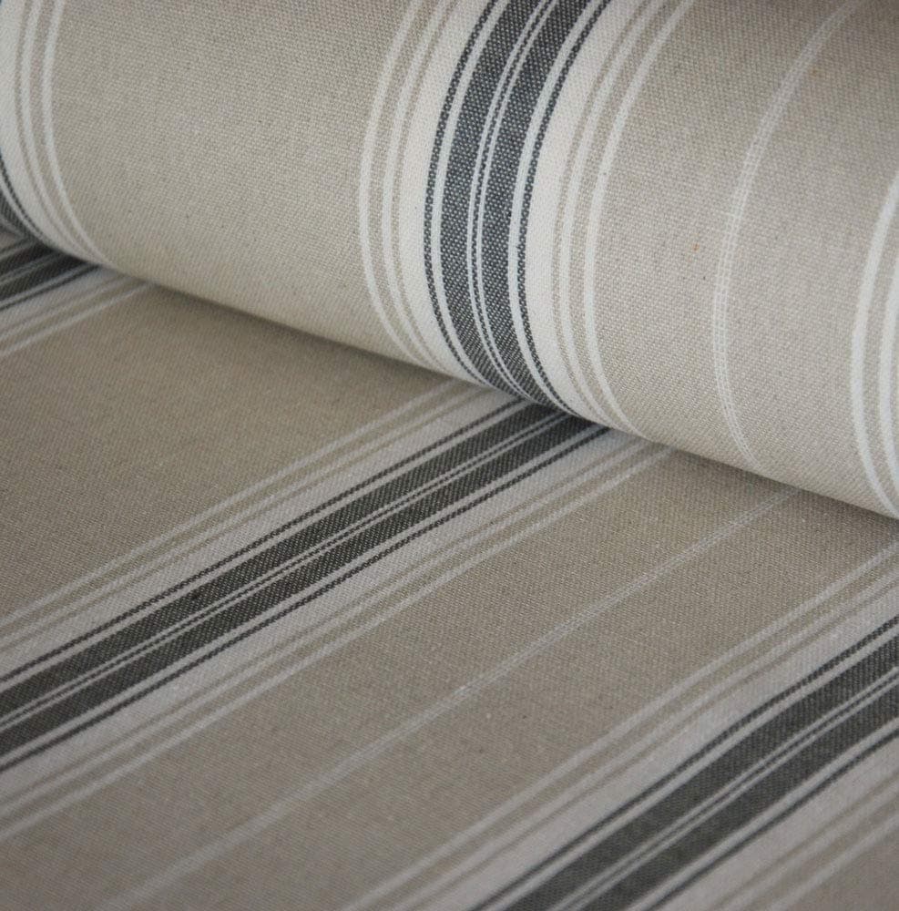 Bowley & Jackson Cambridge Blue grey striped linen oilcloth table cloth