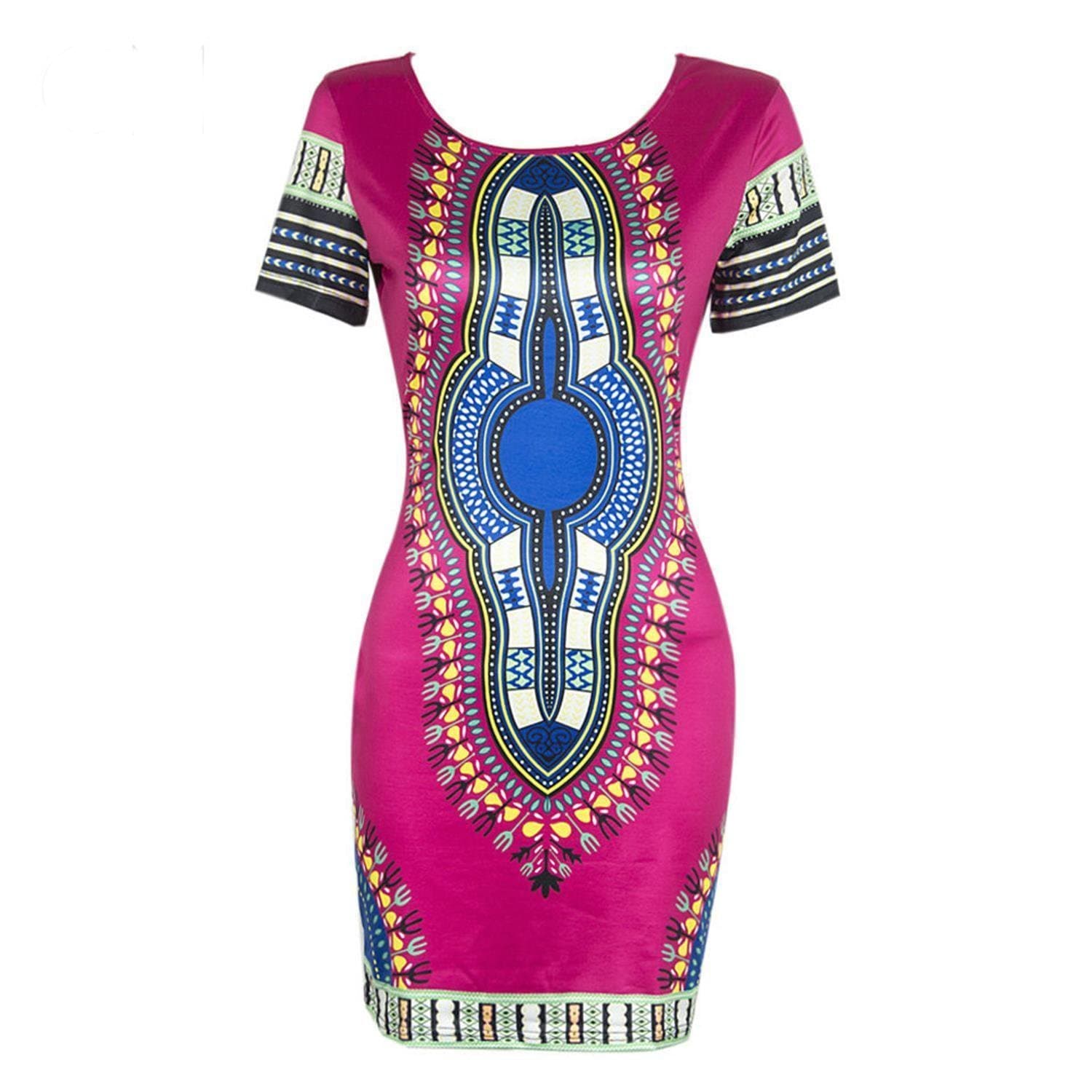 Women Traditional African Print Dashiki Bodycon Stretch Dress Oversized