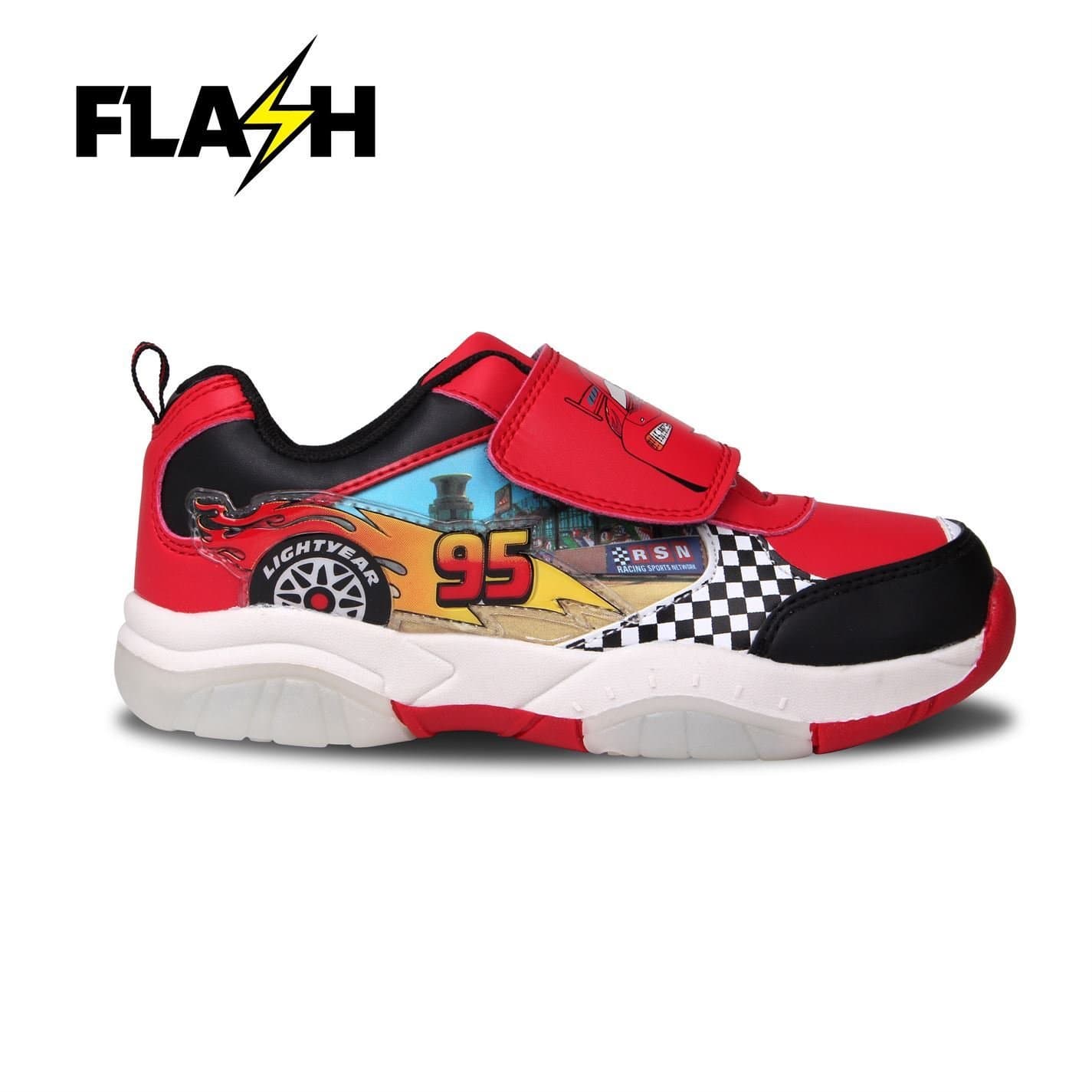 Disney Cars Light Up Flash Trainers Red/Black Sneakers Trainer Shoes Footwear (UK C11) (EU29)