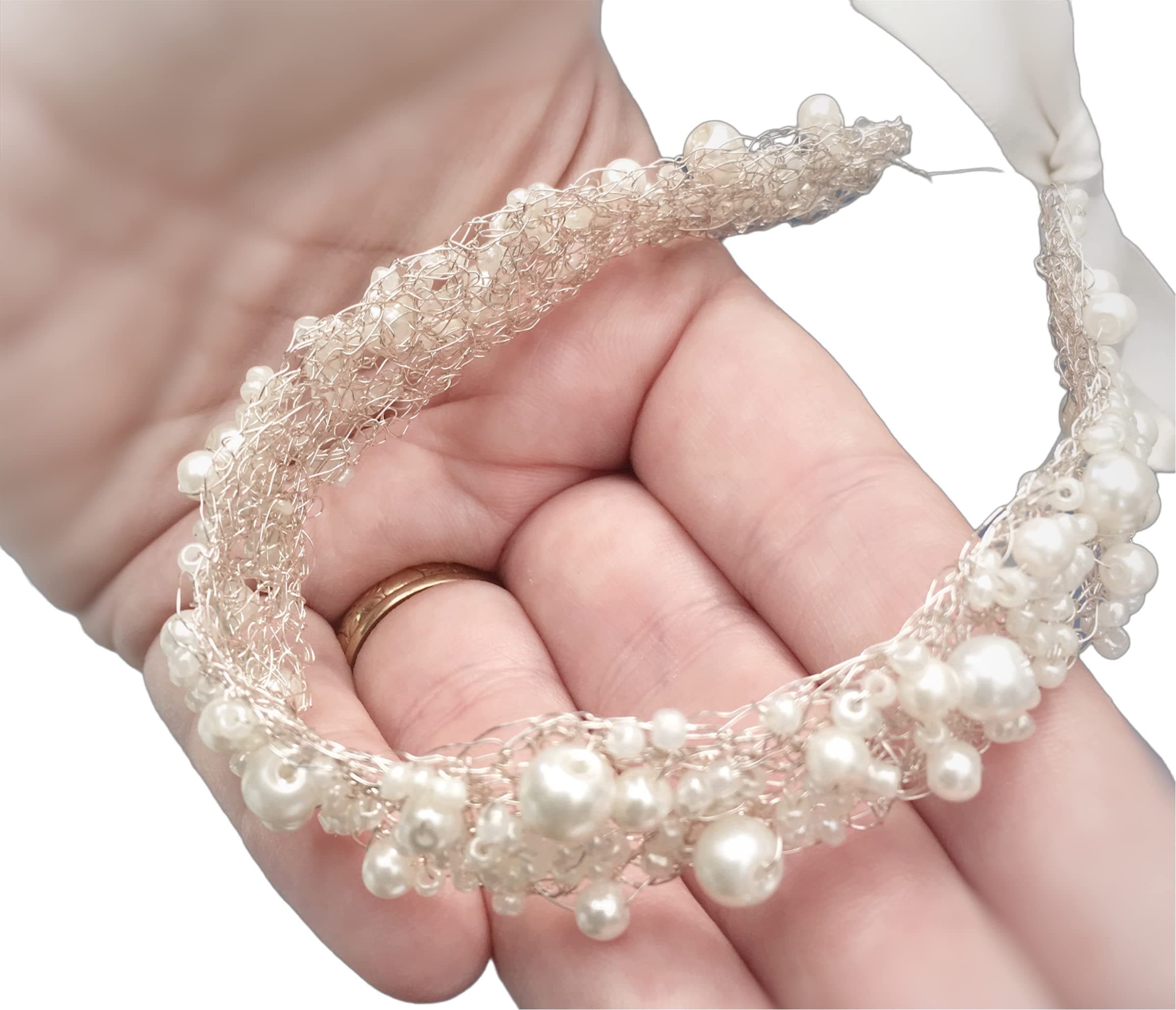 wedding bun wrap, Bridal headpiece, Tiara, halo, crown, headdress, Bohemian, crochet wire lace