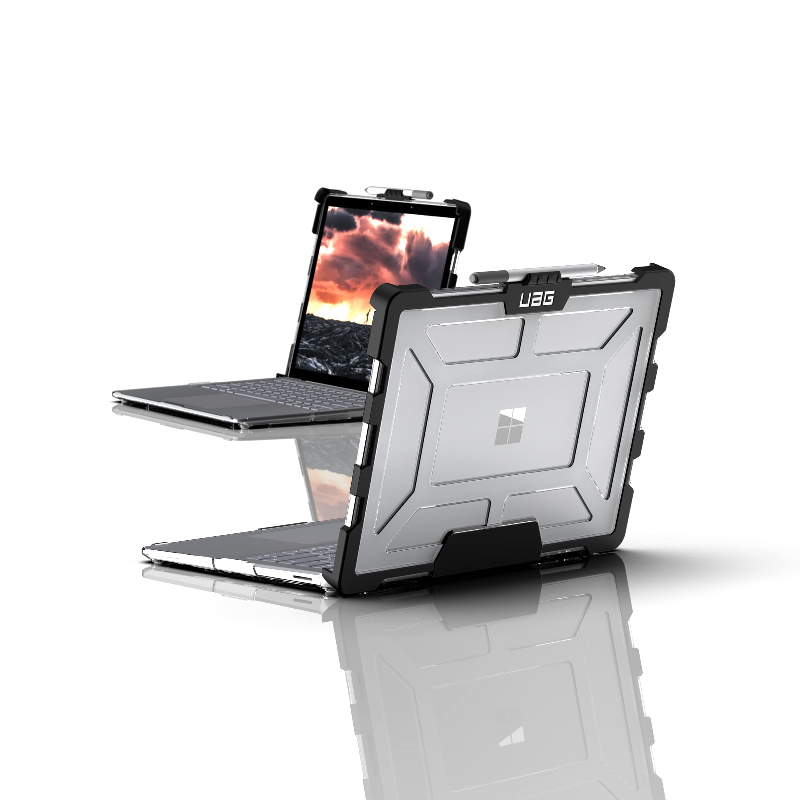 URBAN ARMOR GEAR UAG Designed for Microsoft Surface Laptop 5/4/3 Case 13.5" Plasma - Translucent Rugged Military Drop Tested Feather-Light Slim Laptop Protective Cover, Ice