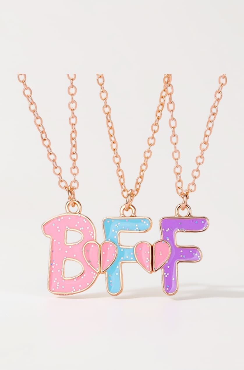 Mathcing BFF Best Friend Necklaces for 3 Girls Friendship Necklaces for Three Best Friends Anniversary Birthday Christmas Gifts for Bestie Best Friend Forever Gift, Small, Stainless Steel, No,
