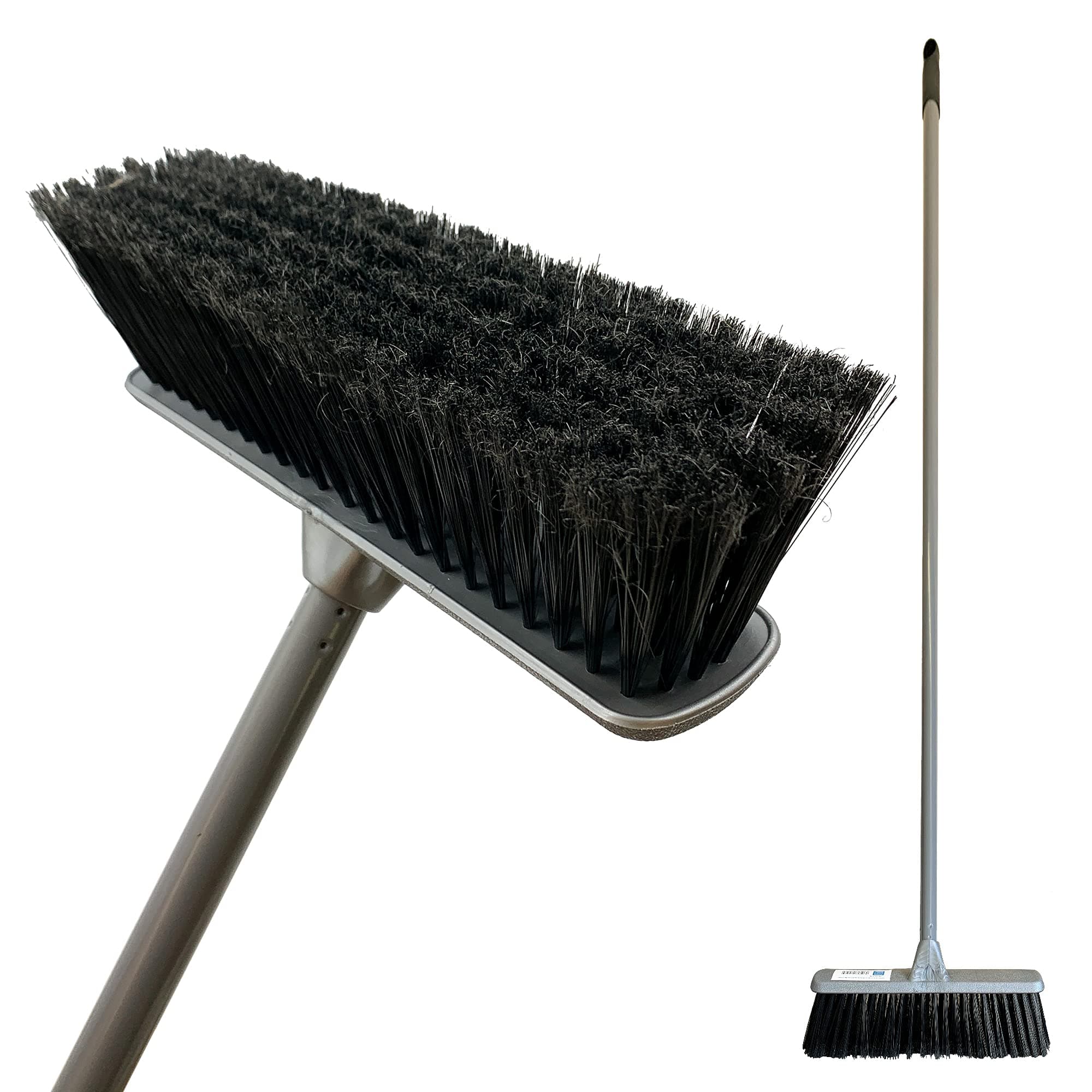 Soft Sweeping Brush Indoor Broom – Stylish Silver Kitchen Broom Ideal for Household Cleaning, Brush Indoor with 30cm Soft Bristle Brush Head and 120cm Long Screw Fit Metal Handle