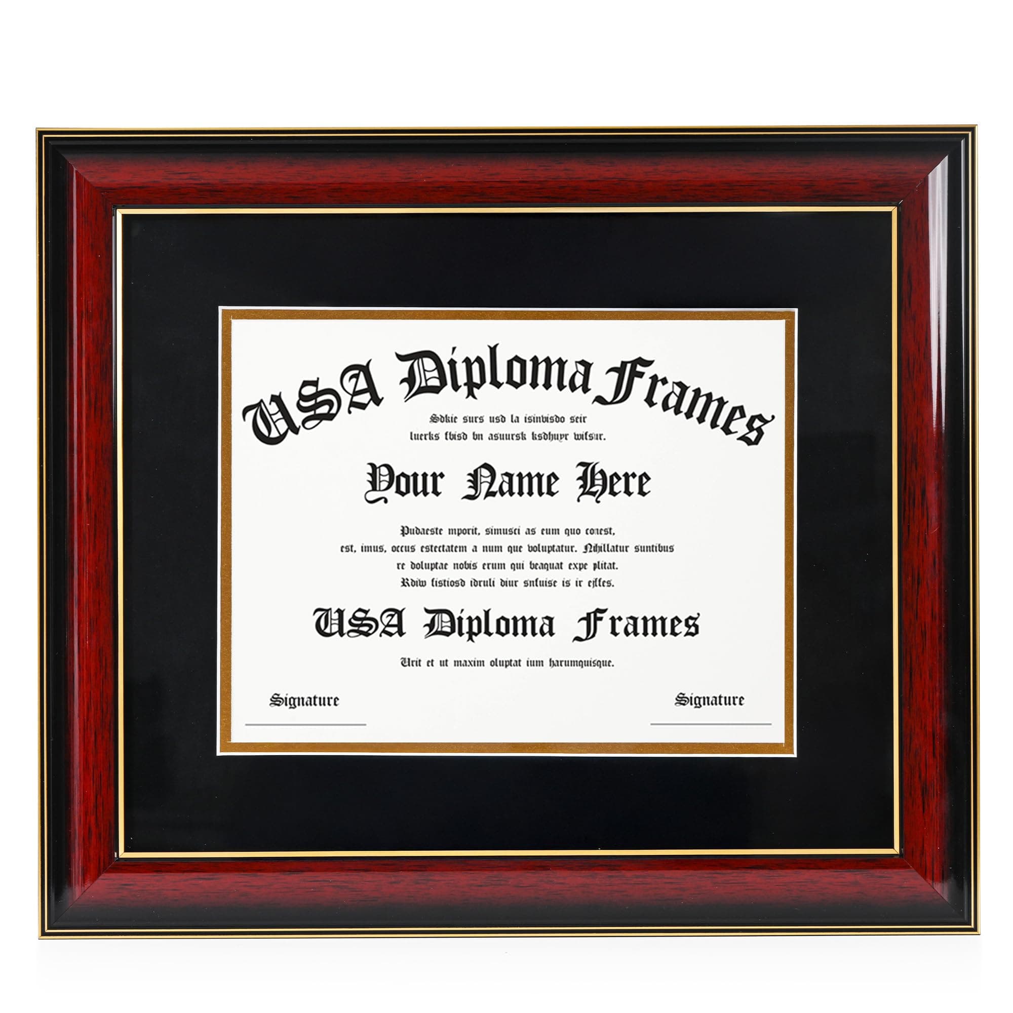 - 8.5x11 Diploma Frame with Mat. Certificate Holder for University, College, or Technical School Degrees – 15.5”x18” Solid Wood Frame
