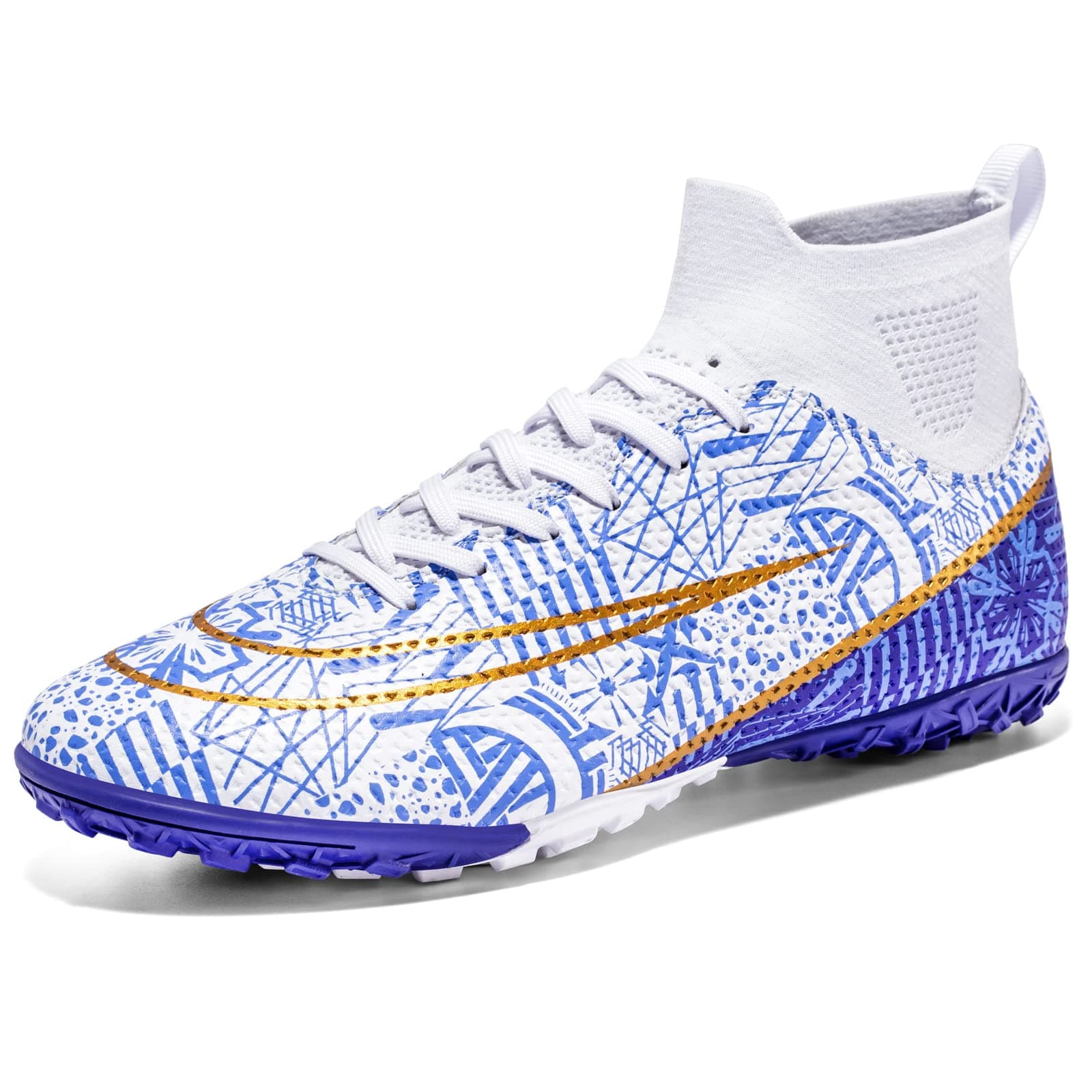 Soccer Cleats for Mens Womens Turf Soccer Shoes Indoor Football Boots AG FG TF Youth Training Sneakers (Bai TF_41)