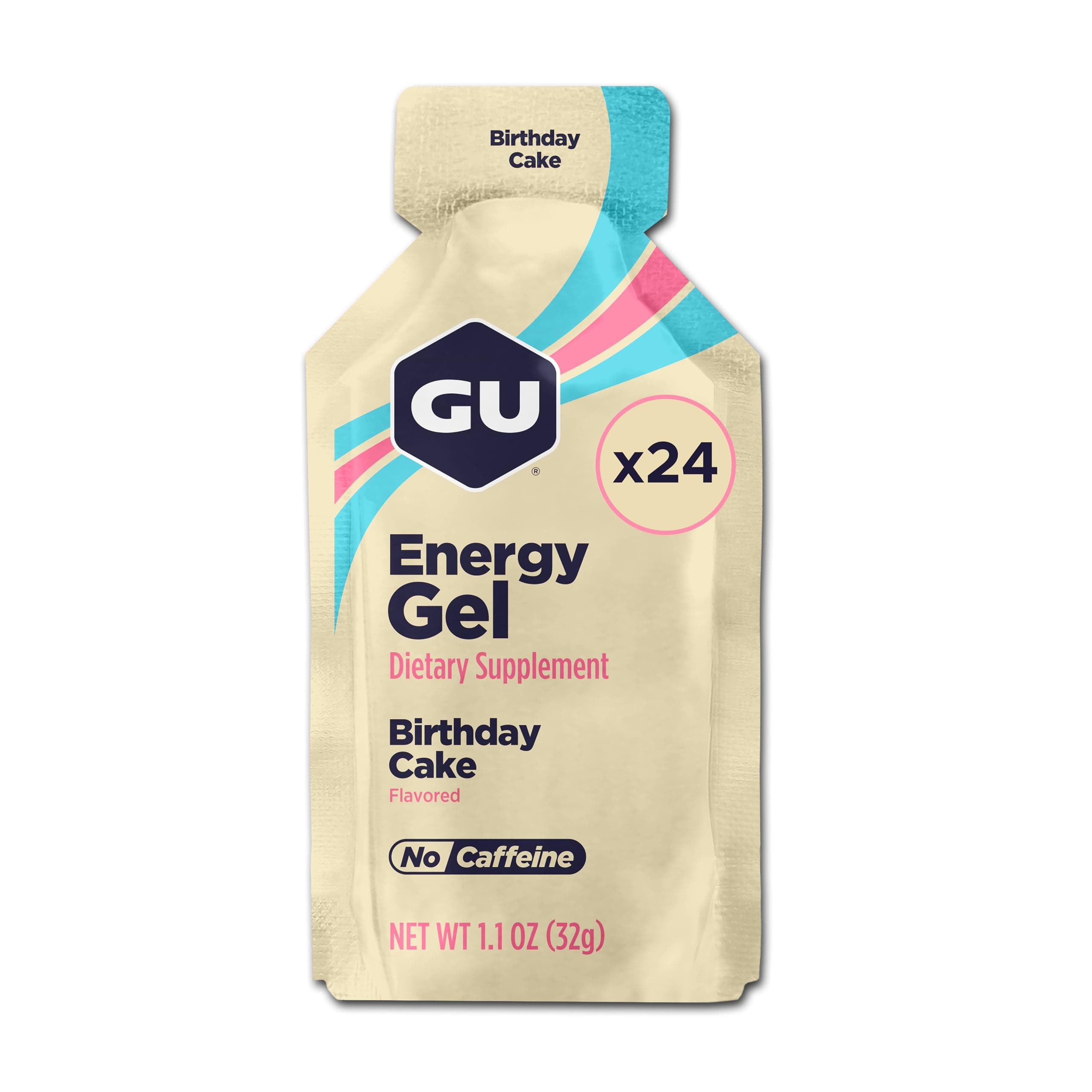 GU Energy Original Sports Nutrition Energy Gel, 24-Count, Birthday Cake