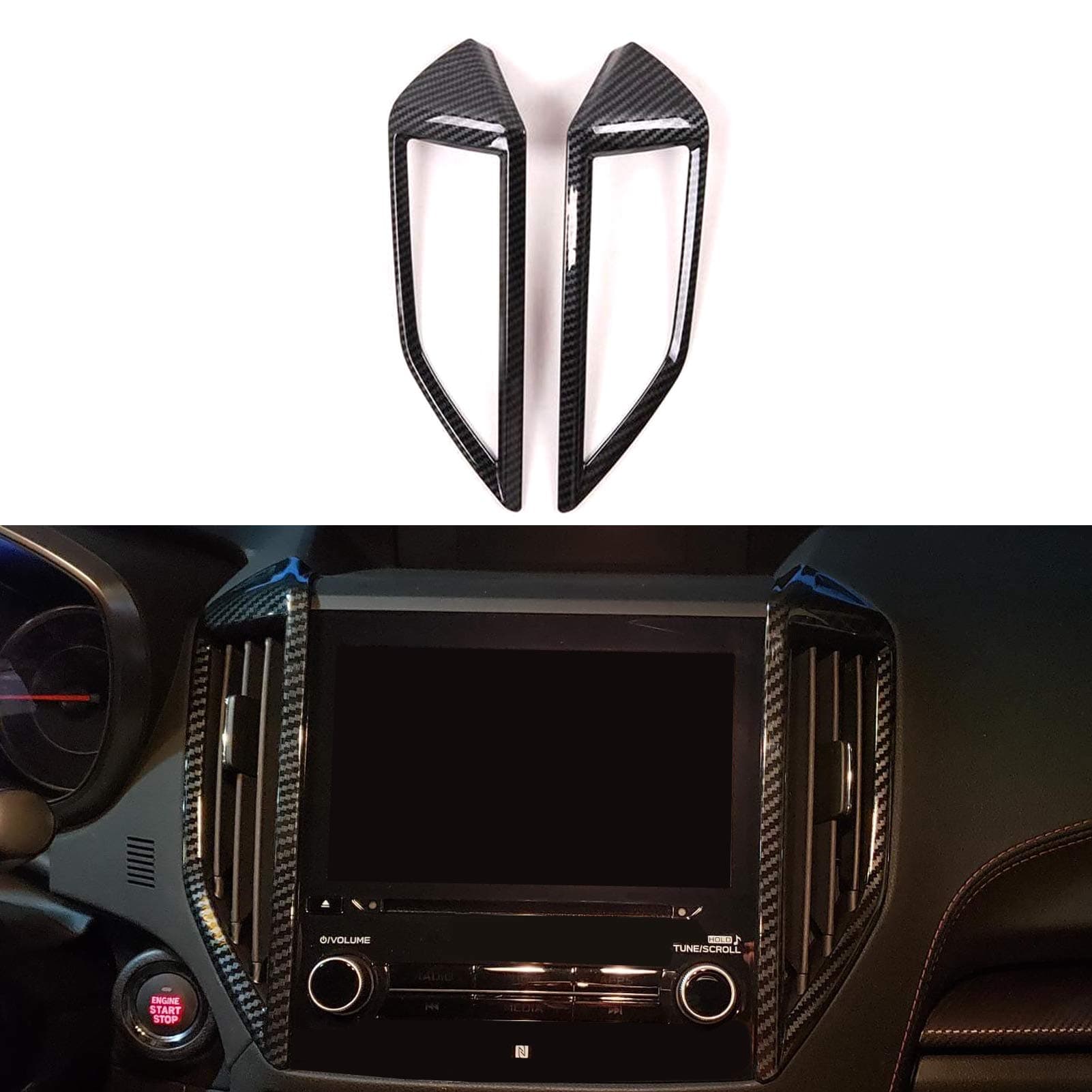 for Subaru Center Air Condition Outlet Vent Trim Cover Carbon Fiber Grain, for Subaru Crosstrek Impreza 2018 2019 2020 2021 2pcs, carbon fiber style