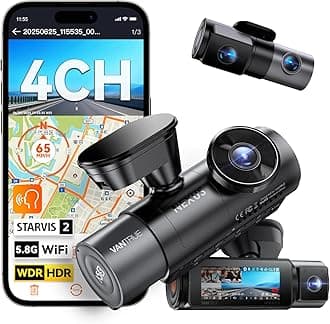 VANTRUE N5S 4 Camera Dash Cam (Equipped with STARVIS 2 Both Front and Rear 4 Cameras, Enhanced Night Vision Performance), 360° Drive Recorder, Front/Left/Right/Car Recording, 360° All Around, 24-Hour Parking Surveillance, 2.7K + 1080P + 2.5K, 5.8G WiFi Function, Continuous Recording G-sensor Emergency Recording, GPS, HDR, WDR, Japanese Voice Control, LED Signal/Interference Prevention, Supports 1TB Card (Sold Separately)