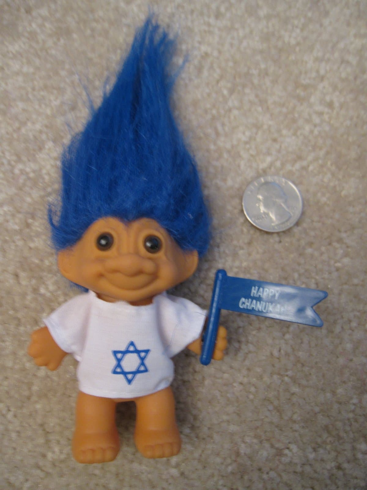 Russ Berrie..... Happy CHanukah Troll, with Blue Hair