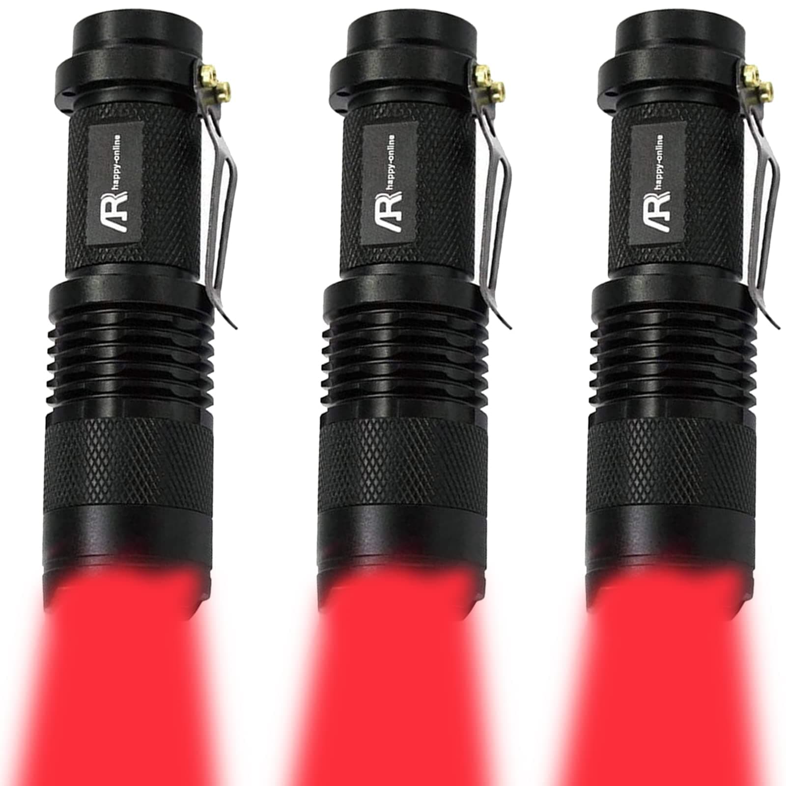 3 Pack Red Light Flashlight, 3 Modes Mini Red LED Flashlight, Zoomable Red Flashlight Torch with Clip for Night Vision, Astronomy, Aviation, Night Observation