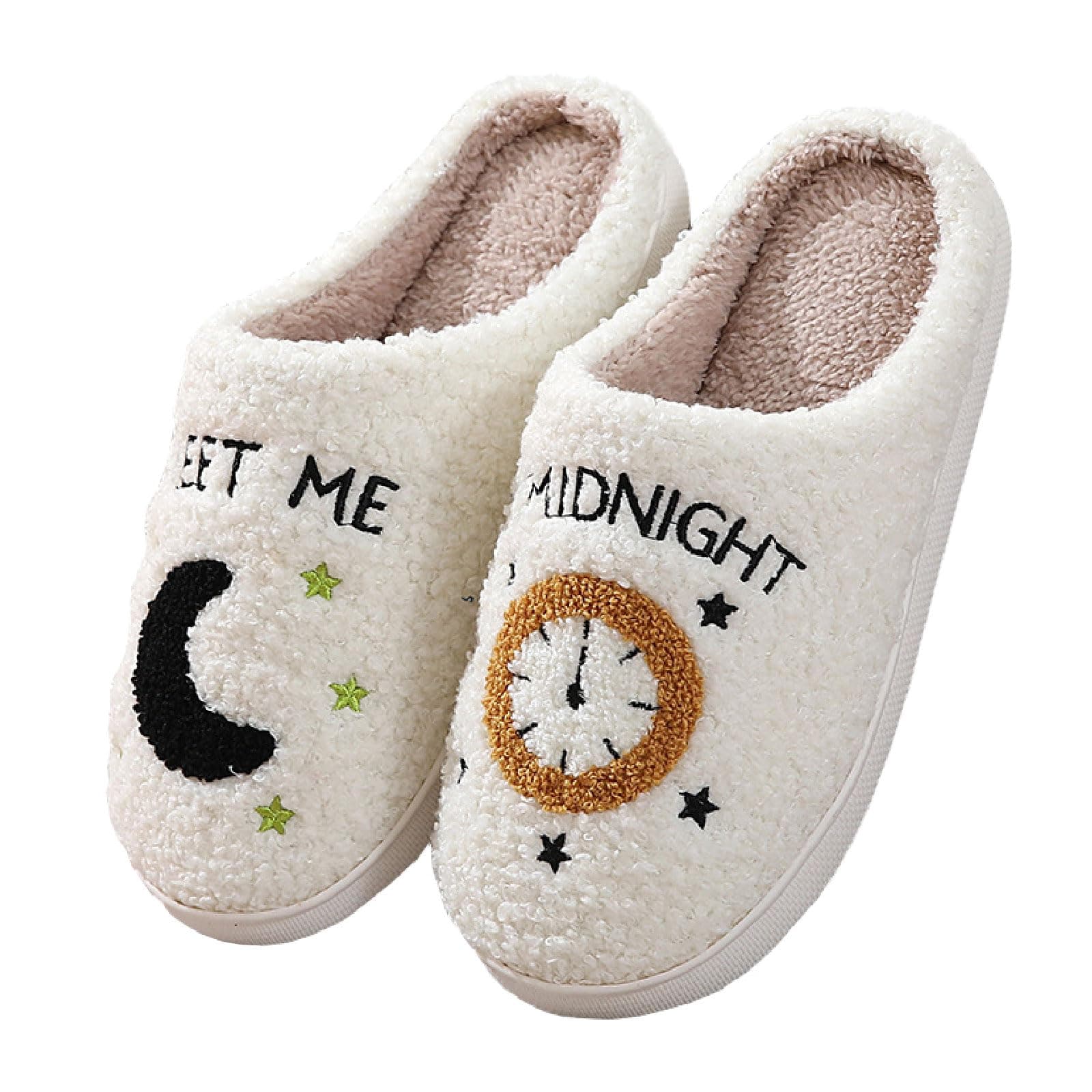 Cartoon Slippers for Womens Mens Cute Cozy Plush Warm Slip-on House Shoes for Indoor and Outdoor Meet Me at Midnight Strawberry Mushroom Evil Eyes Love Heart Slippers