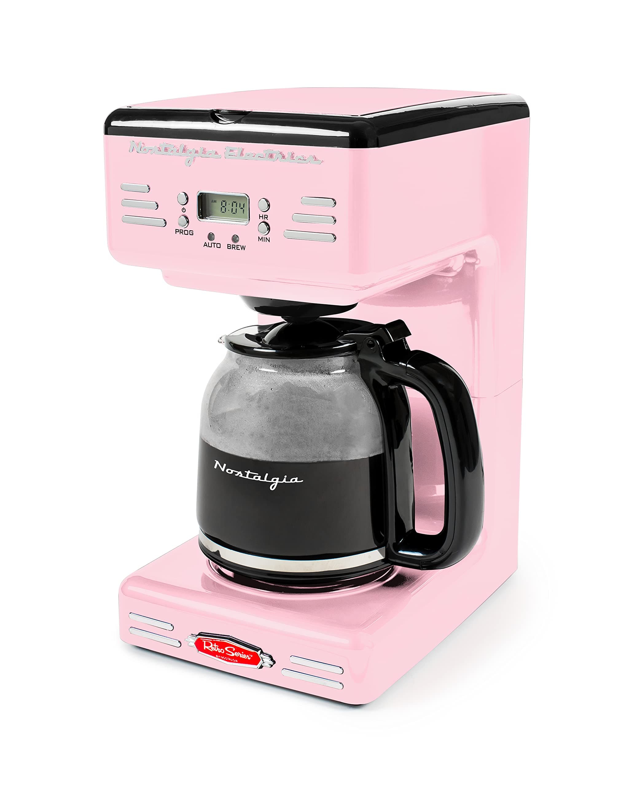 Retro 12-Cup Programmable Coffee Maker With LED Display, Automatic Shut-Off & Keep Warm, Pause-And-Serve Function, Includes Reusable Filter