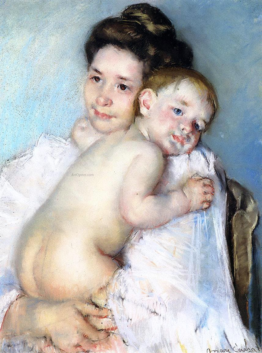 Art MegaMart Mary Cassatt Mother Berthe Holding Her Baby - 21" x 28" Premium Canvas Print Gallery Wrapped