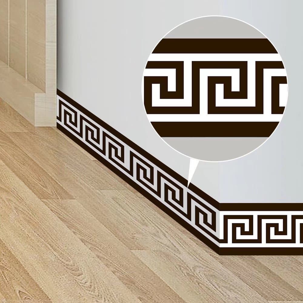 Greek style Self Adhesive Wallpaper Border Roll Waterproof Easy Install Wall Art for Washstand Kitchen Bedroom Study Hallway Entrance Glass Door Background Decoration 10X200CM