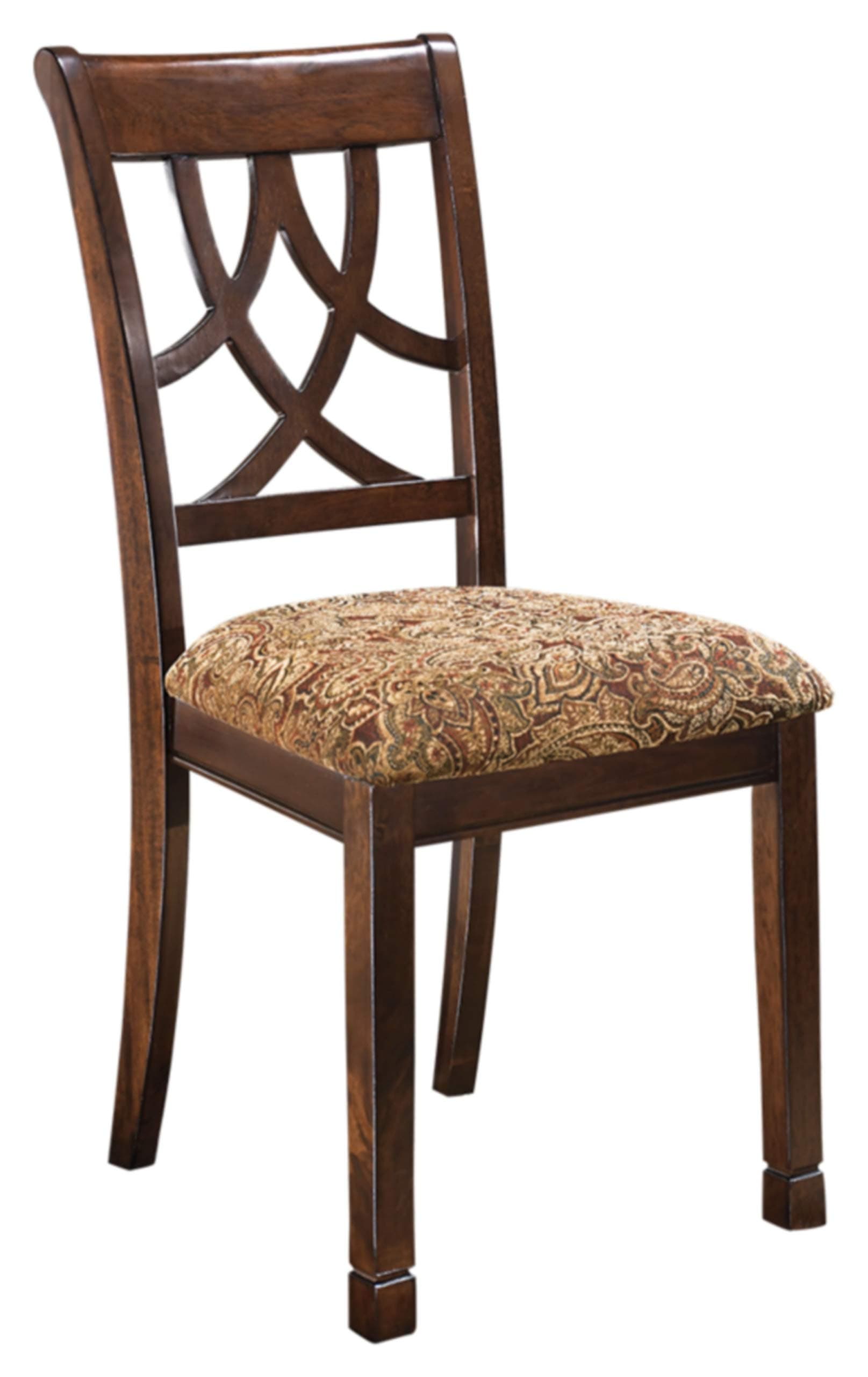 Ashley Furniture Signature Design - Leahlyn Dining Upholstered Side Chair - Pierced Splat Back - Set of 2 - Medium Brown