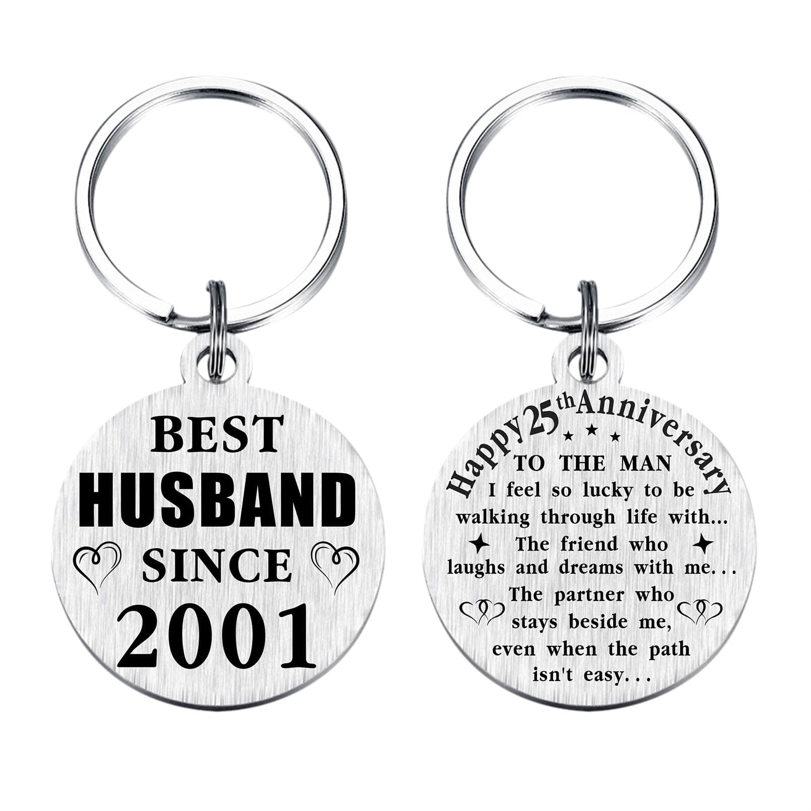 TANWIH 25th Wedding Anniversary Keychain Gifts, 25 Year Anniversary Decoration
