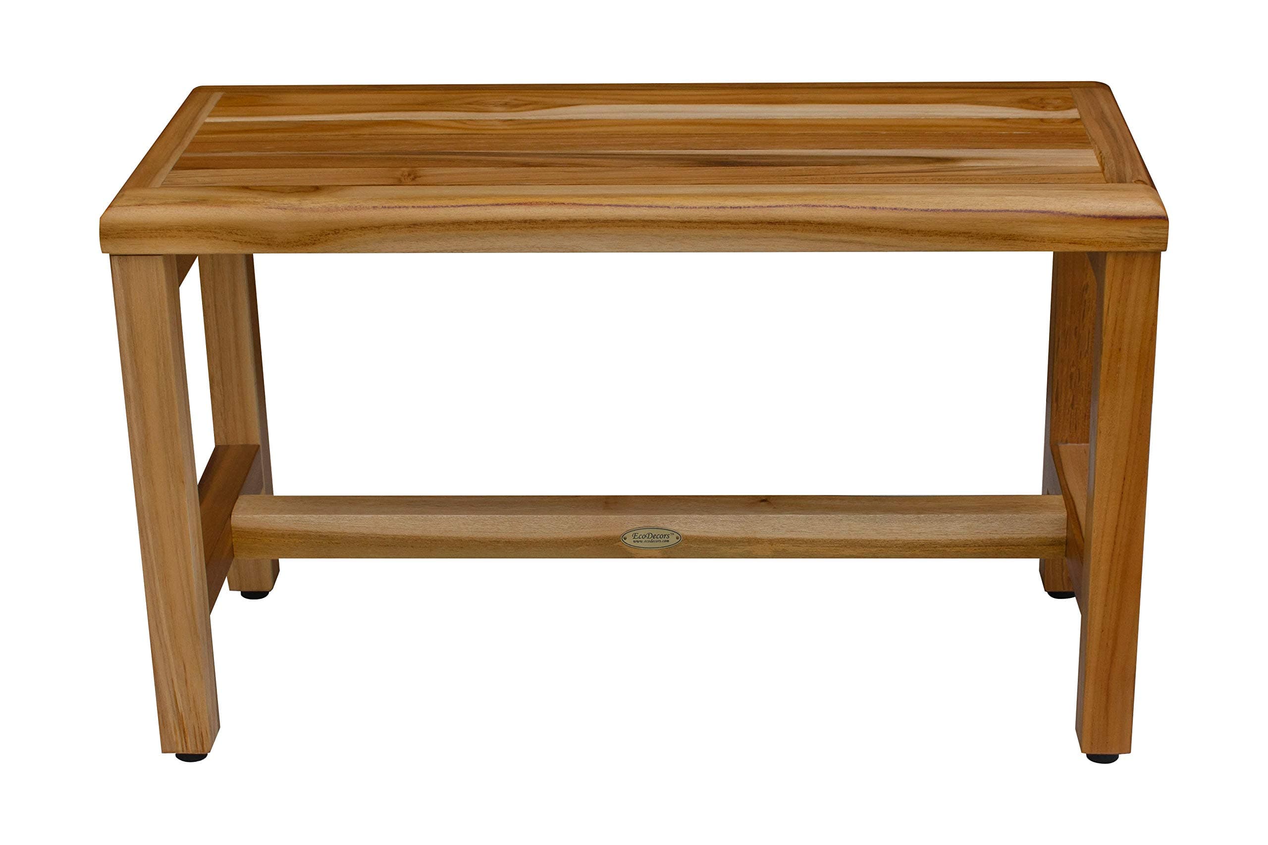 EcoDecors Earthy Teak Shower Bench Eleganto Wooden Seat Garden Bench Natural Teak Wood Patio Bench Armless Bench for Indoors and Outdoors - 30 inches Length