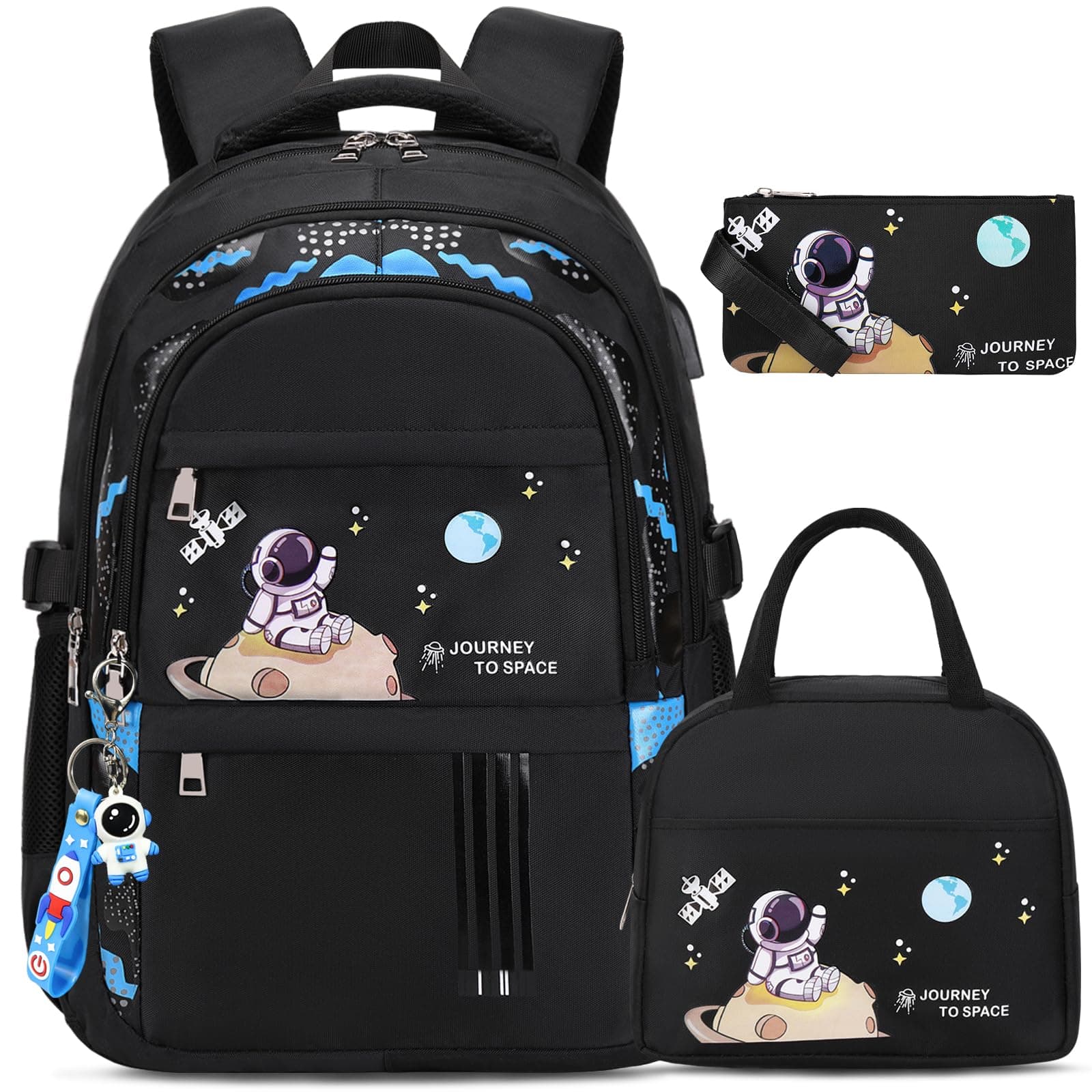 Backpack for Boys - Boy Backpack Schoolbag for Boys Kids Children Teens Girls Elementary Middle School Bags, Waterproof Lightweight Kids Bookbag Backpacks Casual Daypack with Lunch Bag Set