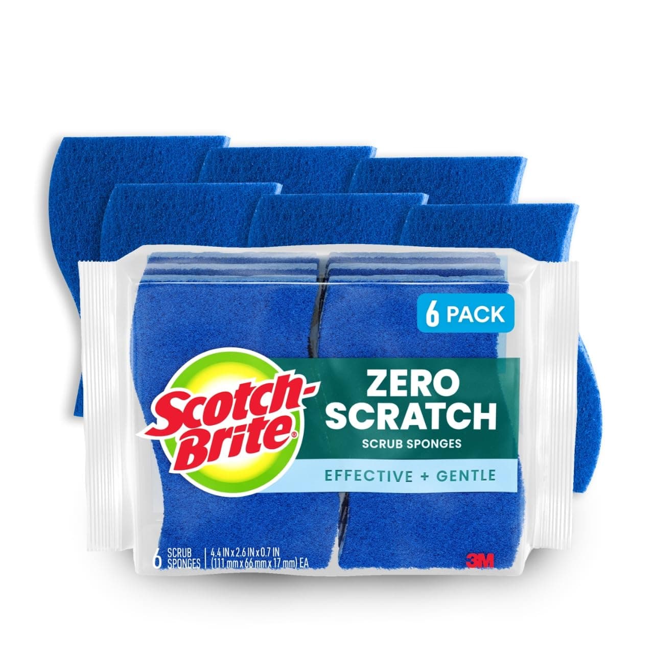 Scotch-brite Non-scratch Scrub Sponge 526, 6-Count (Pack of 2)