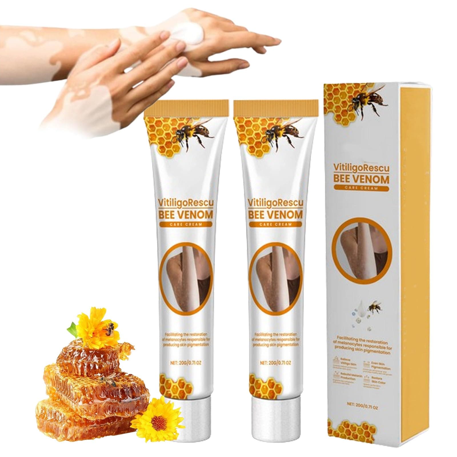 BeeVenom Vitiligo Treatment Cream, Vitiligo Cream for All Skin Types, Vitiligo Treatment Cream, Vitigo Bee Venom Treatment Cream, Bee Venom Vitiligo Treatment Cream (2pcs)