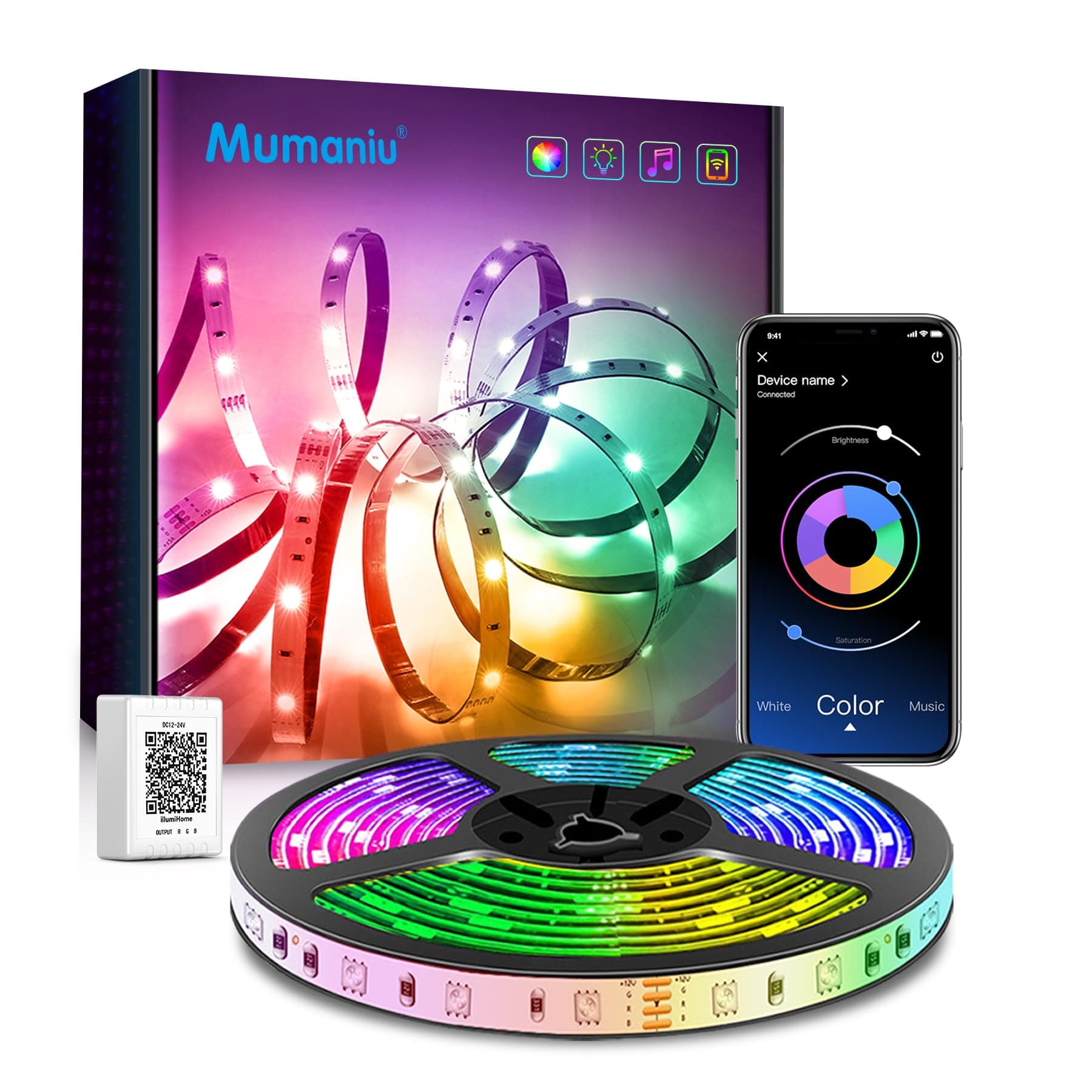 LED Strip Lights 30M(2 Rolls of 15m) Bluetooth, Ultra Long LED Ligh ts with Smart App Control Remote, Music Sync RGB Color Changing Flexible Led Lights for Bedroom Home Decoration