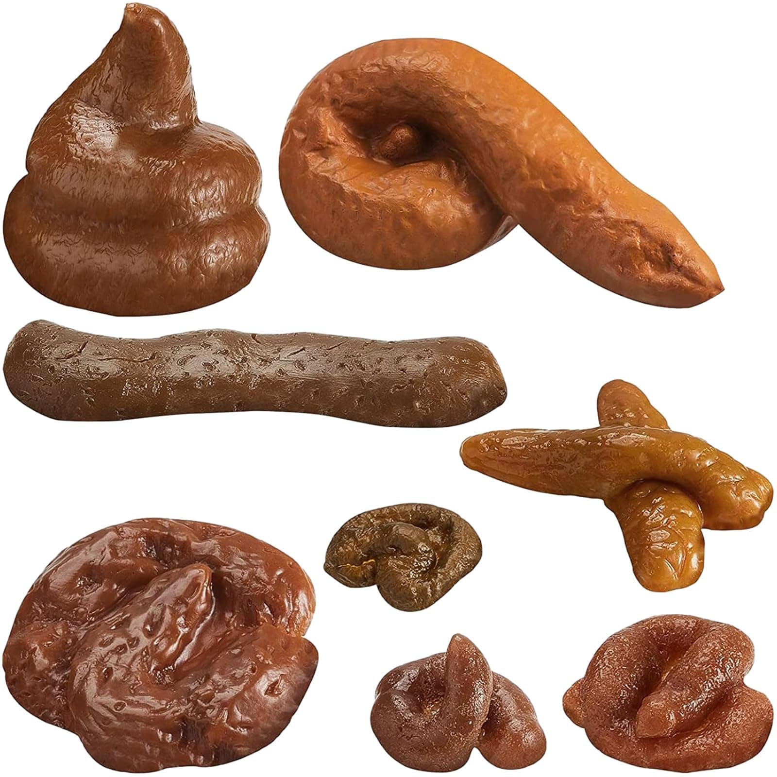 Boao 8 Pcs Fake Poop Realistic Dog Poop Toy Fake Turd Adult Gags and Practical Joke Poo Shit for Halloween April Fools' Day Prank Party Supplies(Multiple Shape)