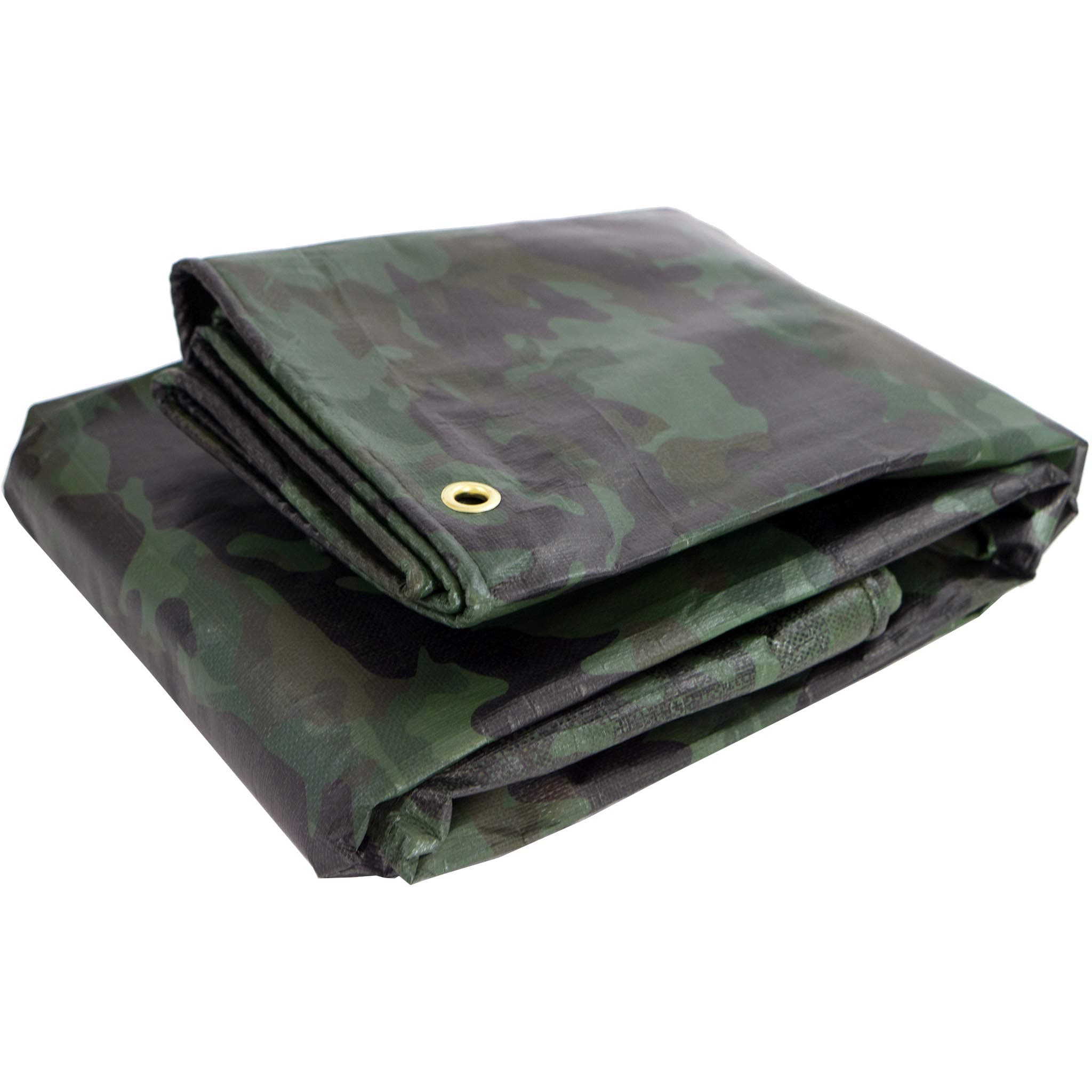 Watershed Innovations Heavy Duty Waterproof Camo Tarp - Reversible Camouflage/Green Tarp -12x20 with UV Protection for Outdoor Camping RV Truck and Trailers
