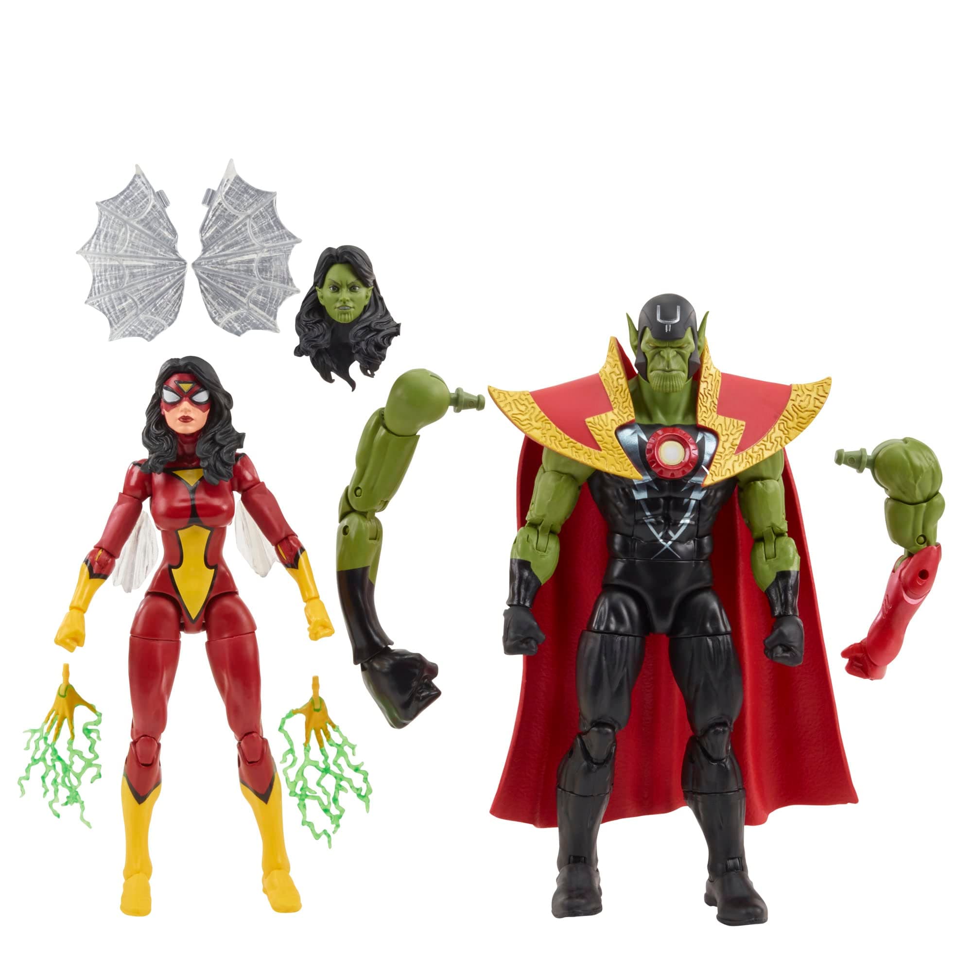 Legends Series Skrull Queen and Super-Skrull, Avengers 60th Anniversary Collectible 6 Inch Action Figures, 9 Accessories