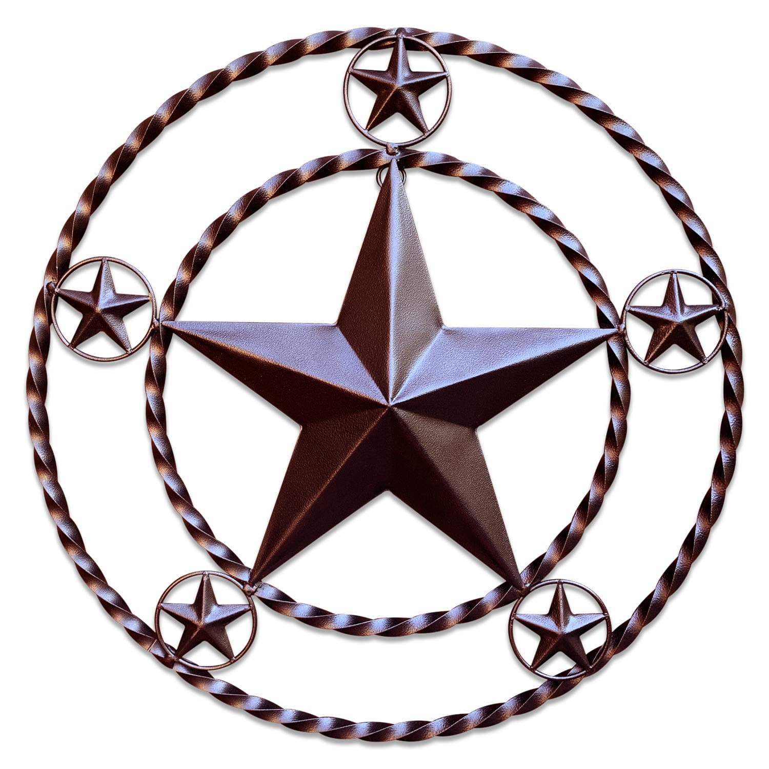 Metal Wall Star Home Décor - Heavy Duty Iron Metal Stars for Outdoor, Large Texas Rustic Vintage Stars, Farmhouse Barn Themed Western Country Art for Kitchen, Bathroom or Outside of House (Brown)