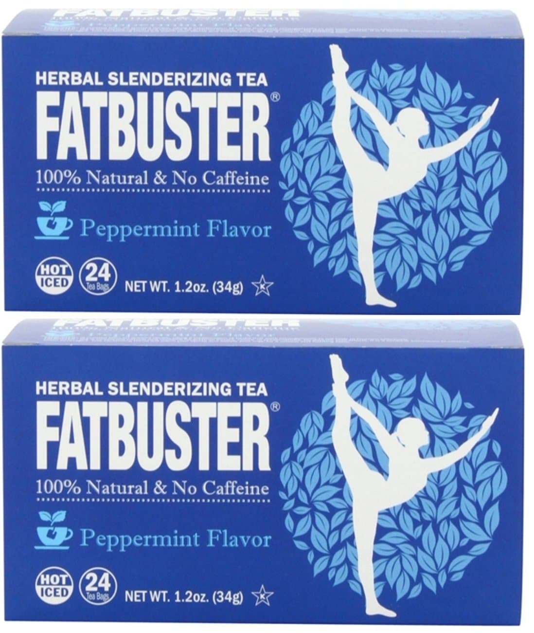 Fatbuster Herbal Slenderizing Tea Peppermint Tea Flavor - Weight Loss Diet Tea, 24-Count Tea Bags (Pack of 2) (Peppermint)