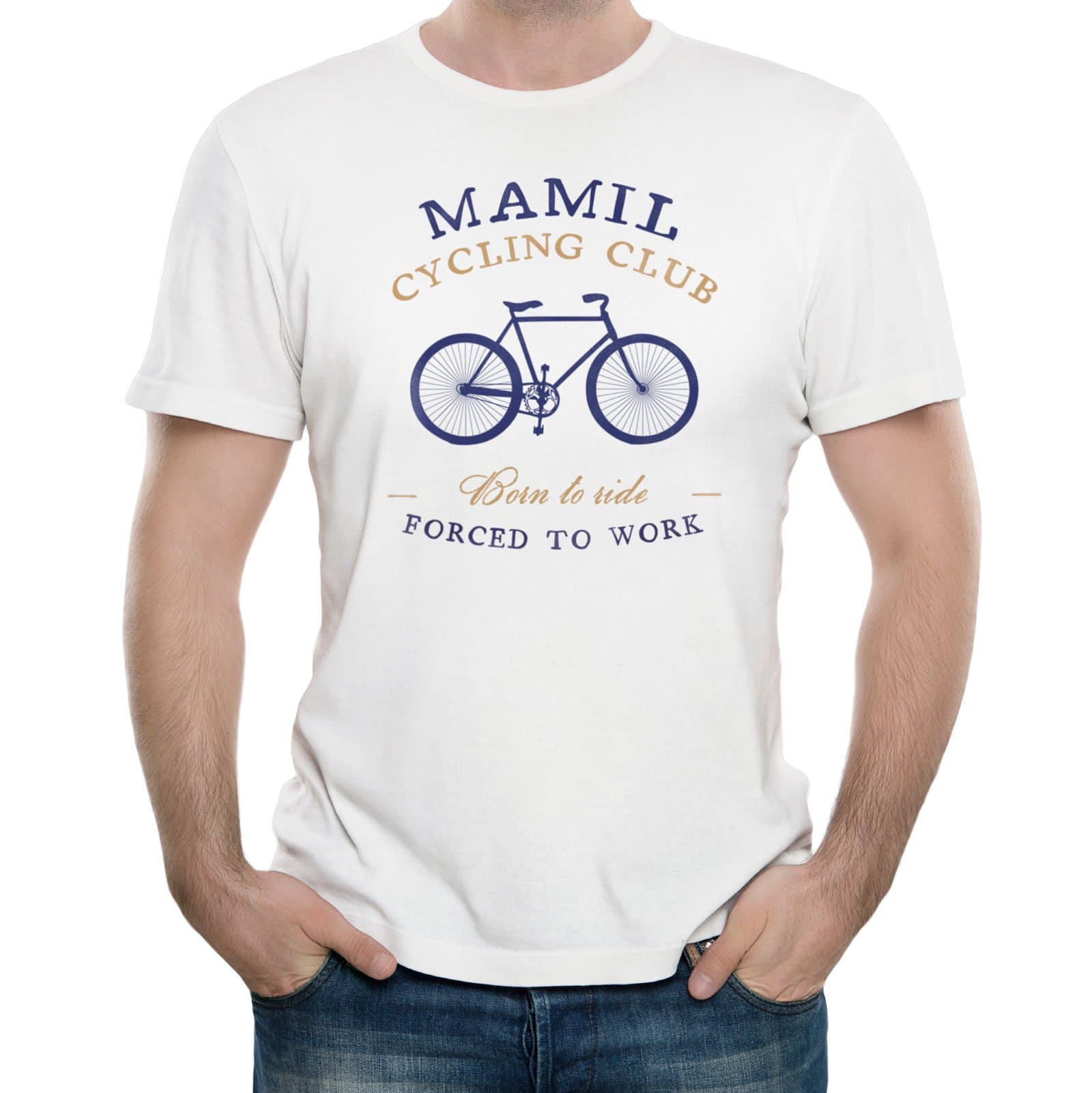 NEW - MAMIL Cycling Club - Men's White Cotton T-Shirt (Medium)