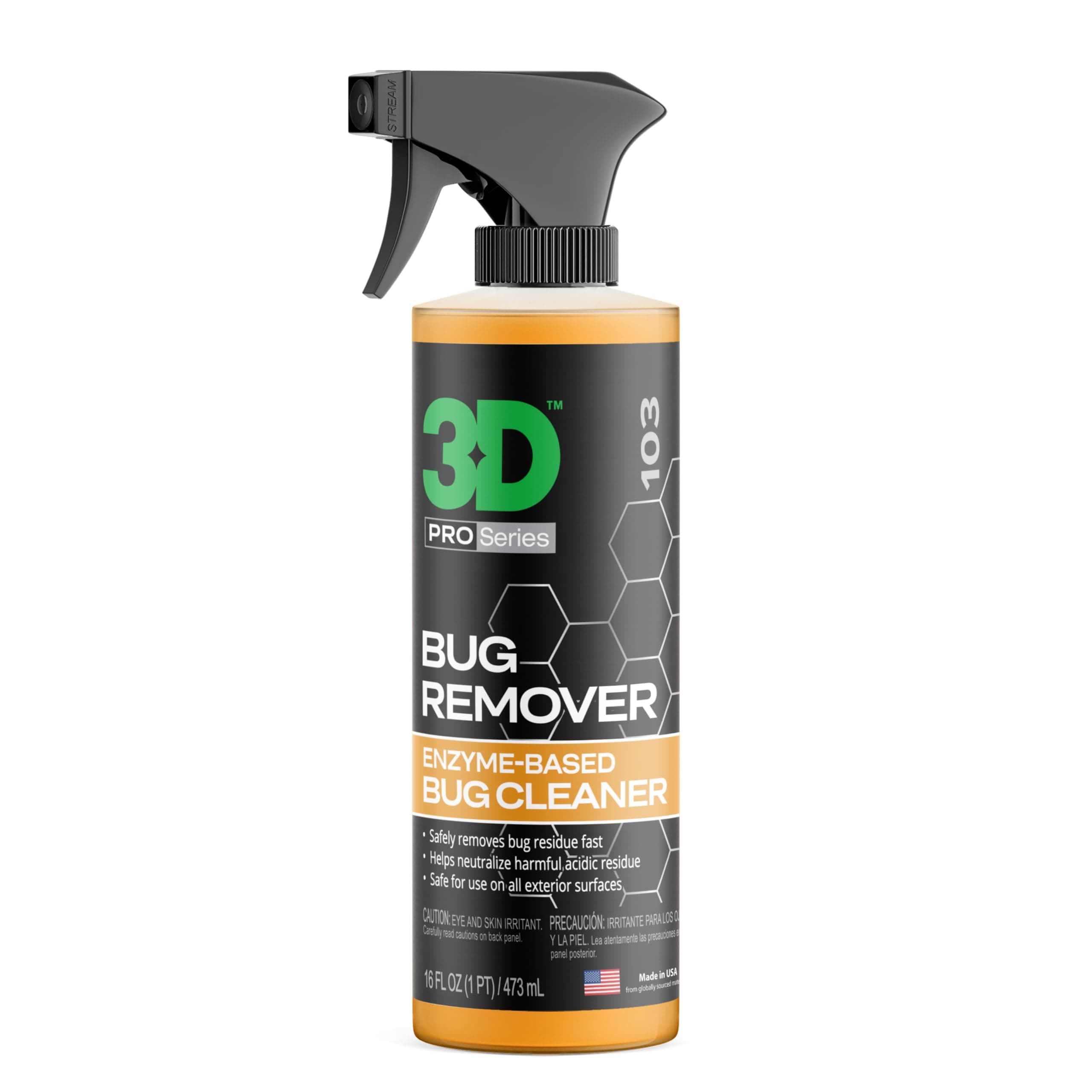 3D Bug Remover - All Purpose Exterior Cleaner & Degreaser to Wipe Away Bugs on Plastic, Rubber, Metal, Chrome, Aluminum, Windows & Mirrors, Suitable for use on Car Paint, Wax & Clear Coat 16oz.