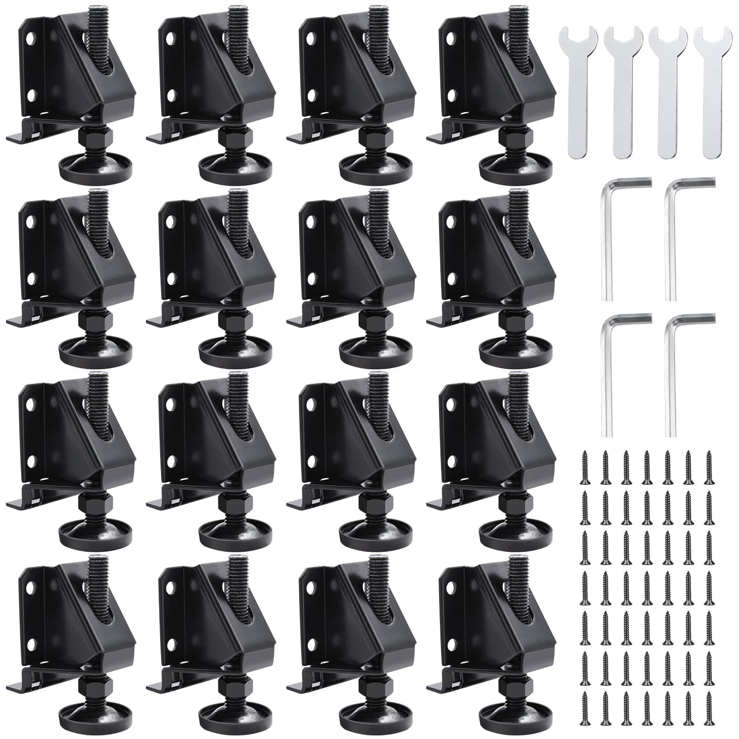 DkOvn Leg Leveler, 16 Pack Heavy Duty Leveling Feet, Adjustable Furniture Leveler Legs, with Screws, Lock Nuts and Wrench, 2 inch Adjustable Height, for Furniture, Table, Cabinets