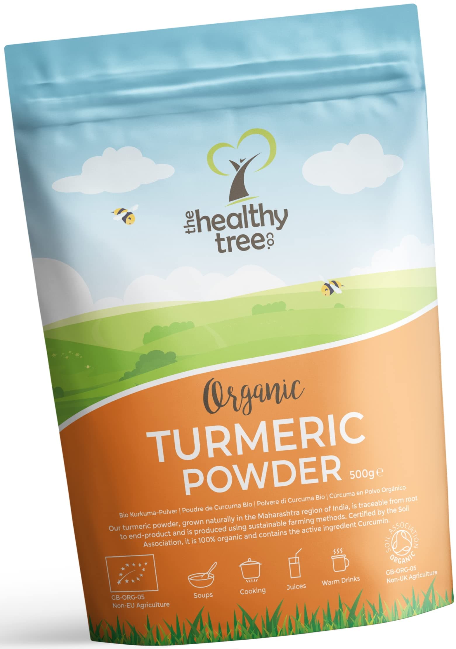 – Organic Turmeric Powder by TheHealthyTree Company - Great in Soups, Juices, Curry and Vegetarian Dishes - Pure Vegan Turmeric Curcumin Root (500g)