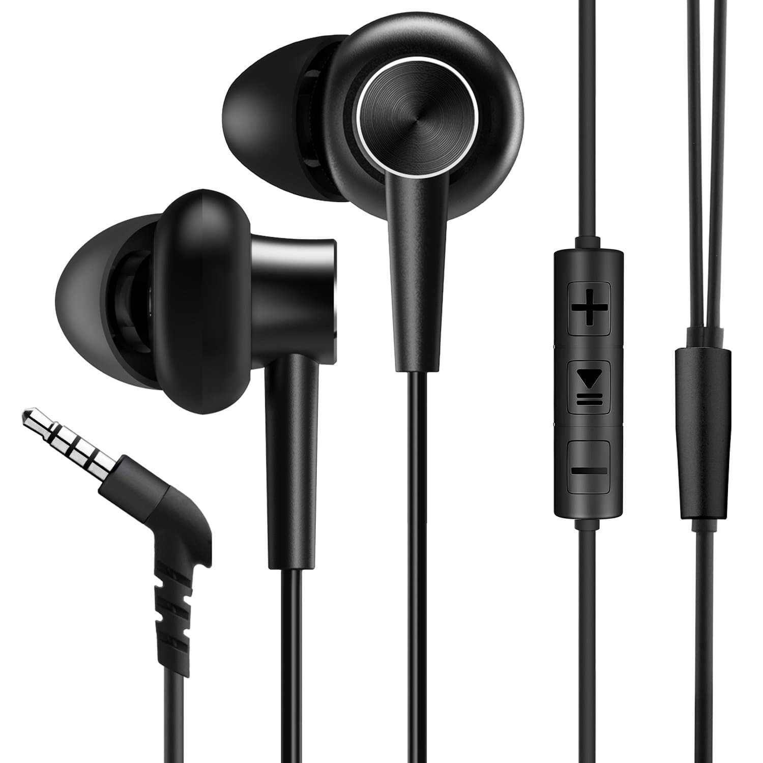 Aoslen Wired Earphones in Ear Headphones Noise Cancelling Earbuds Bass Stereo Sports Headsets with Microphone & Button Control & Volume Control for iPhone Android Etc - Black