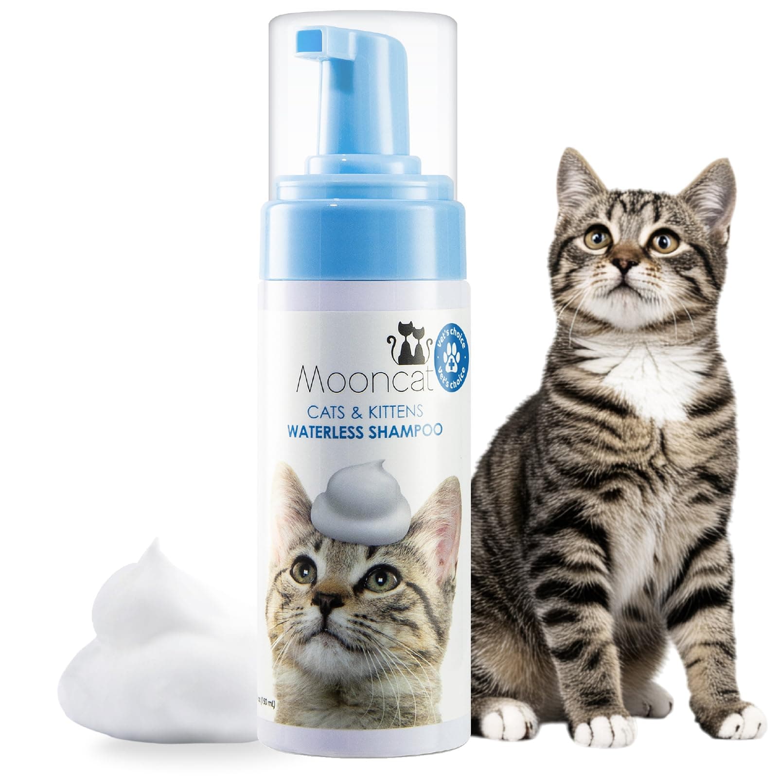 Waterless Cat Shampoo, Licking Safe Dry No Rinse Foam Bath, Grooming For Cat, Kitten Sensitive Skin, Dander Reducing, Paraben Free, Ph Balanced (5 Oz) Shampoo Only