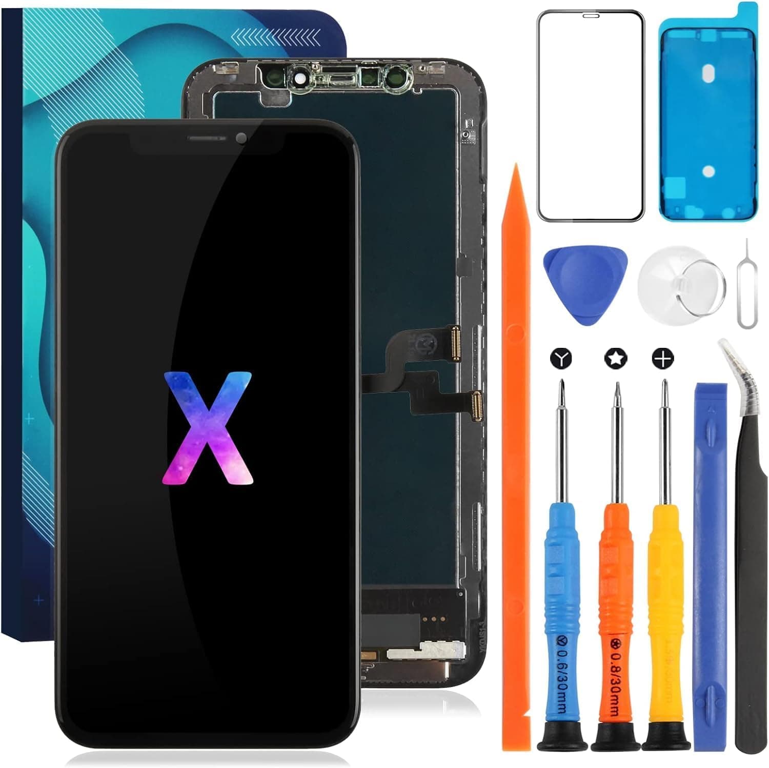 SRJTEK For iPhone X Screen Replacement For iPhone X LCD Screen Display Touch Digitizer Glass Panel Assembly Kits A1865, A1901, A1902, A1903 (Incelll Black)