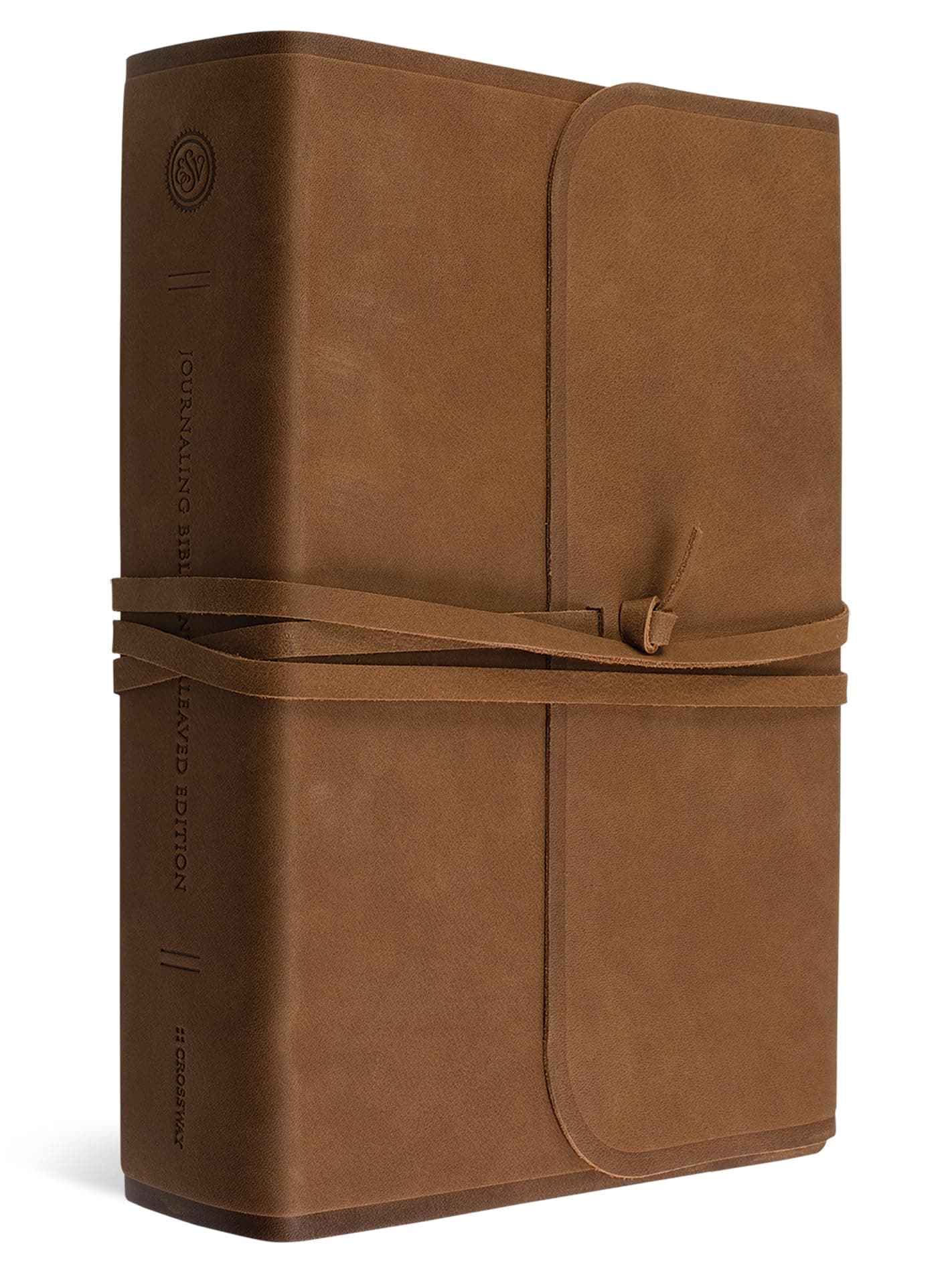 ESV Journaling Bible, Interleaved Edition (Brown, Flap with Strap): English Standard Bible, Brown, Flap With Strap, Natural Leather, Journaling Bible, Interleaved Edition