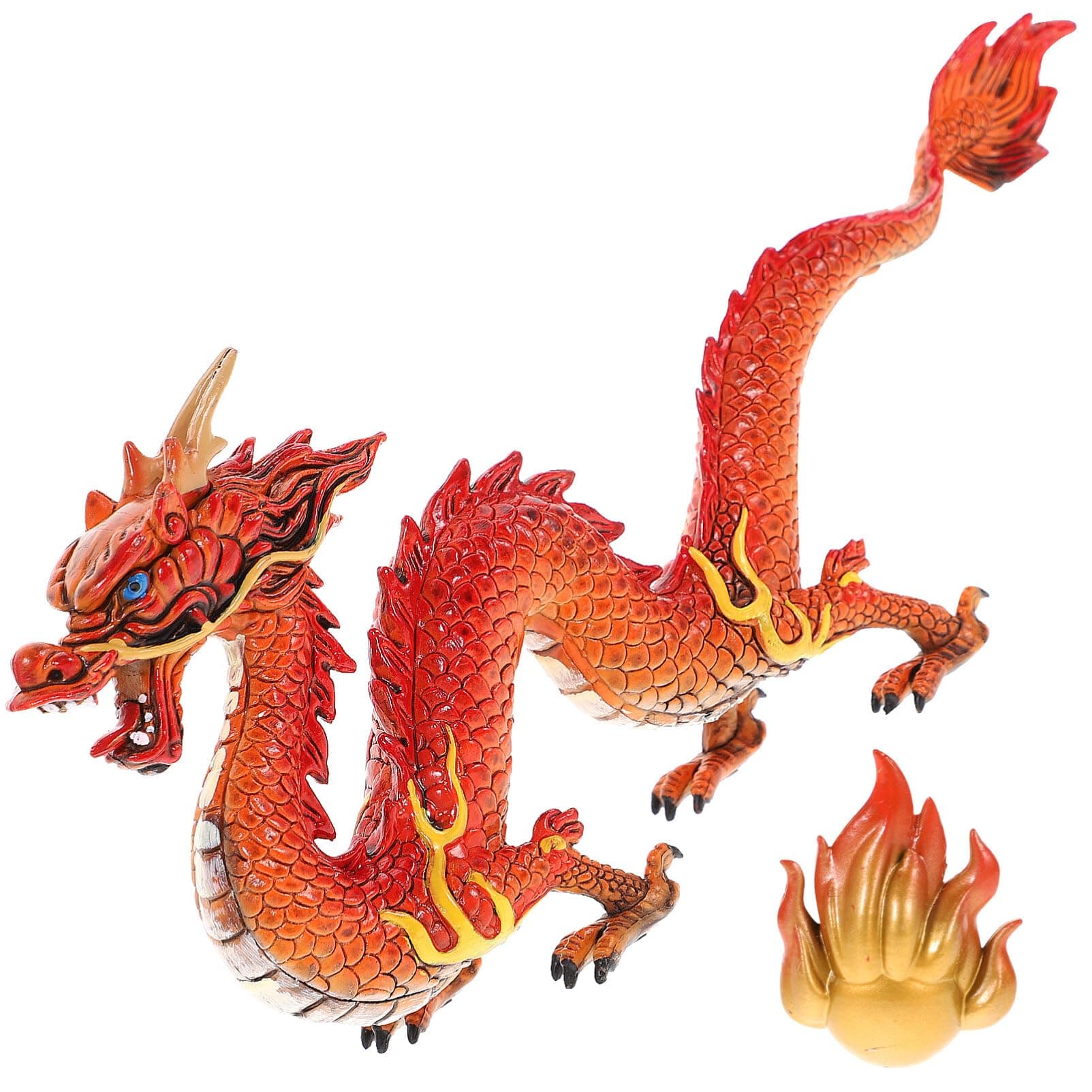 ERINGOGO Chinese Zodiac Dragon Statue, Red Fire Dragon Figurine 2024 Year of The Dragon Statue Feng Shui Mascot Sculpture Decoration for Wealth Good Lucky Gifts