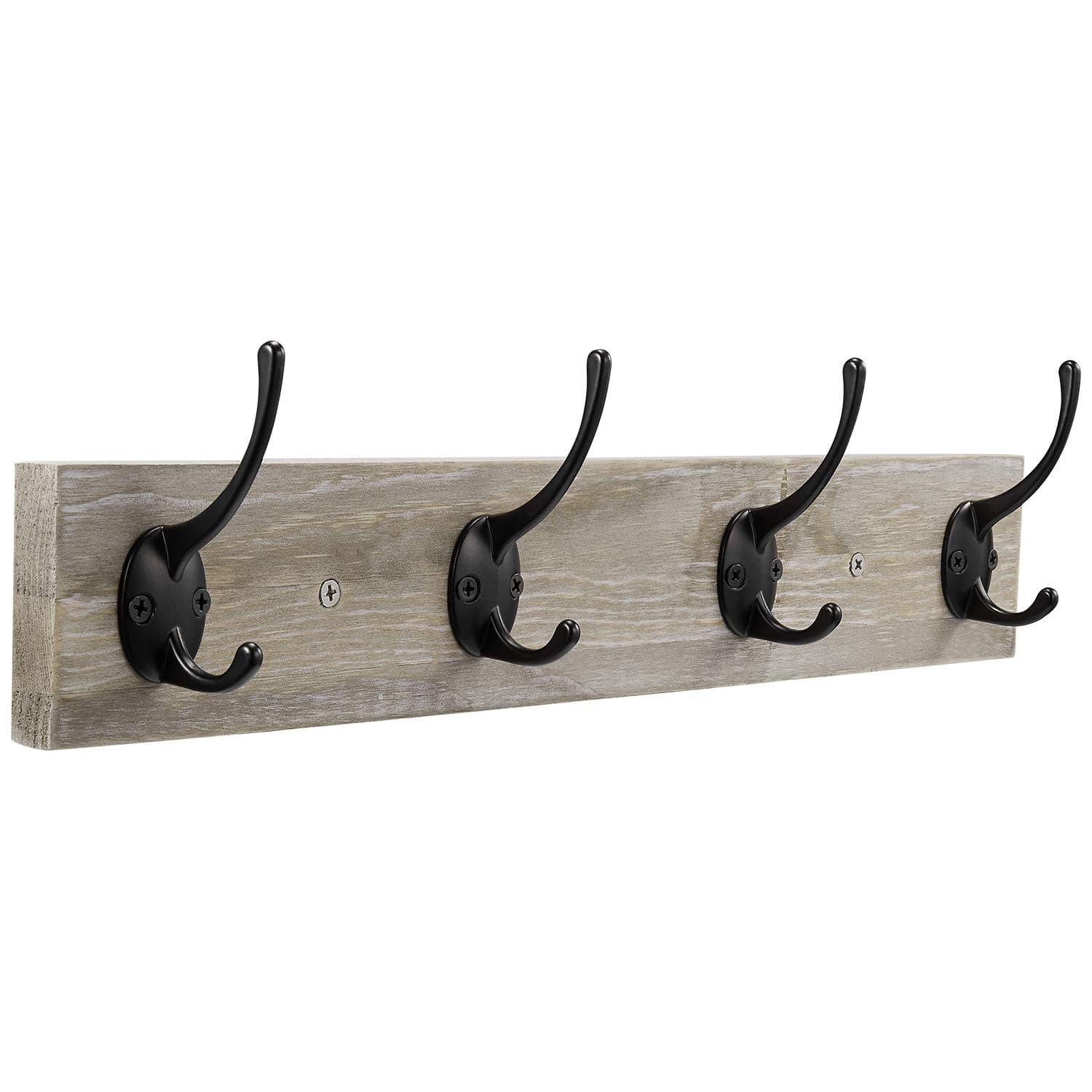 Wall Mounted Coat Rack, Wooden Entryway Vintage Rustic Coat Rack Hat Hanger Rack Zinc die-cast 4-Hook Rail for The Entryway, Bathroom, Bedroom, Kitchen, Mudroom Pinewood Alloy 4-Hook