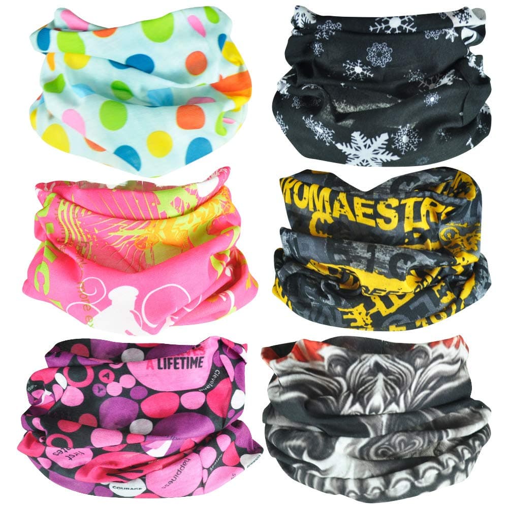Wocharm 6pcs Headband Scarf for Dust Outdoors Bandana, Seamless Face Mask, Headwrap
