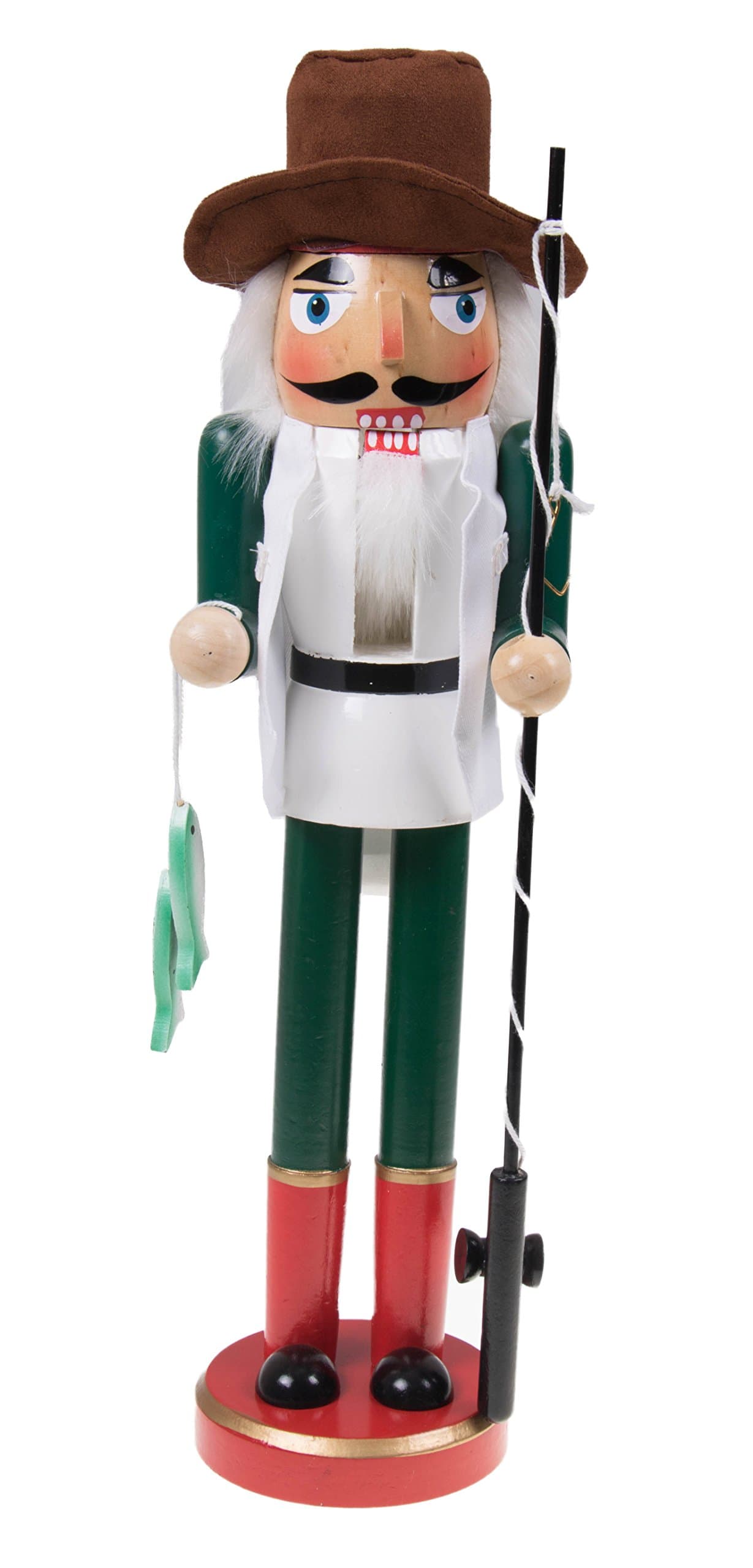 Clever Creations Fisherman 15 Inch Traditional Wooden Nutcracker, Festive Christmas Décor for Shelves and Tables