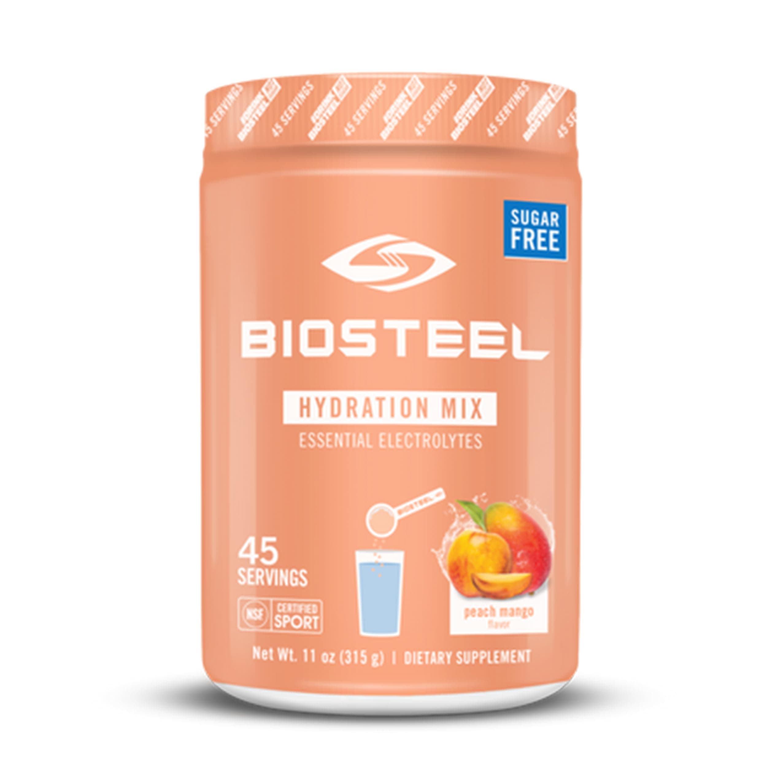 Zero Sugar Hydration Mix, Great Tasting Hydration with 5 Essential Electrolytes, Peach Mango, 45 Servings per Tub