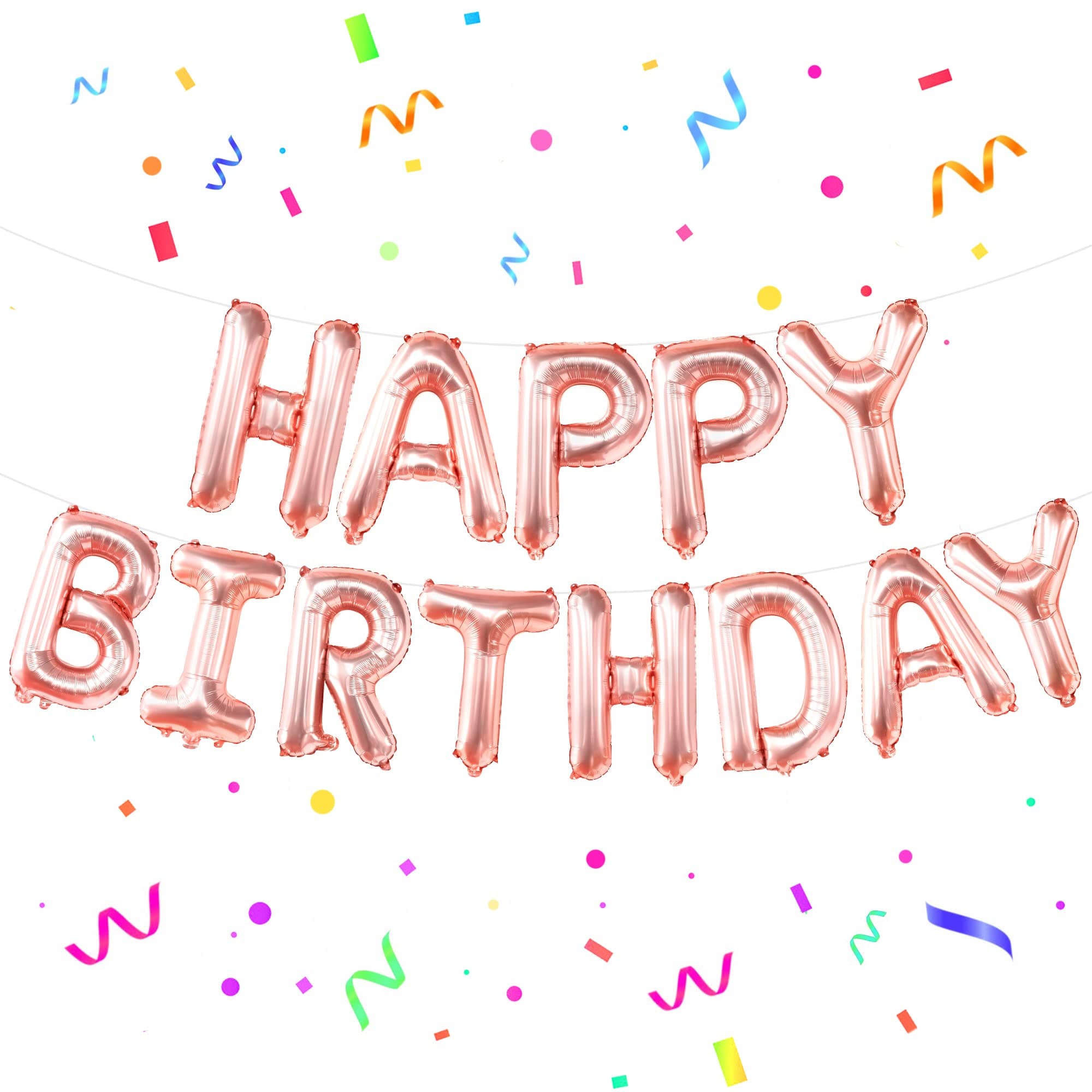 KatchOn Rose Gold Happy Birthday Banner - 16 Inch Balloons | Sign for Girls | Decorations and Backdrop
