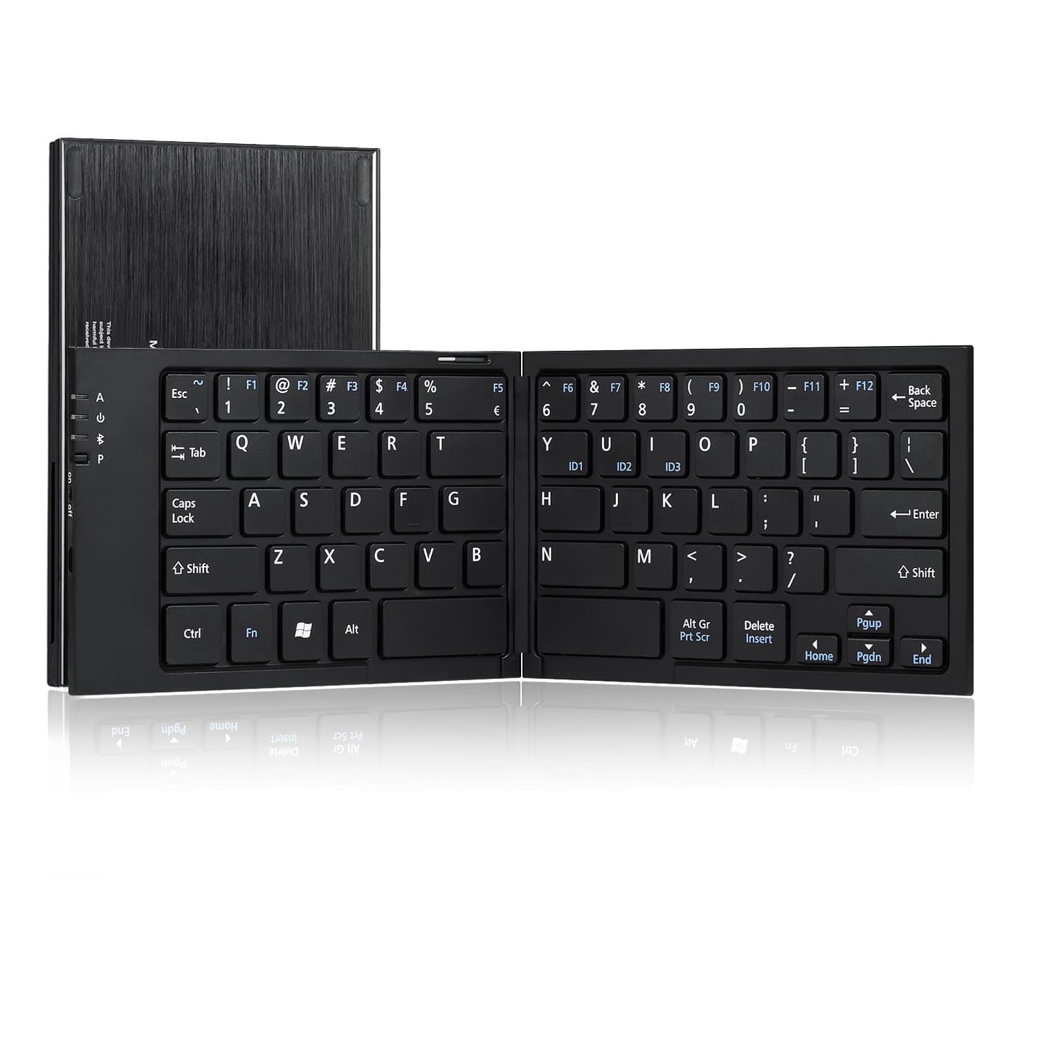 Perixx PERIBOARD-805L Bluetooth Foldable Keyboard, Compatible with iOS, MacOS, Android, and Windows System, Black, US English Layout