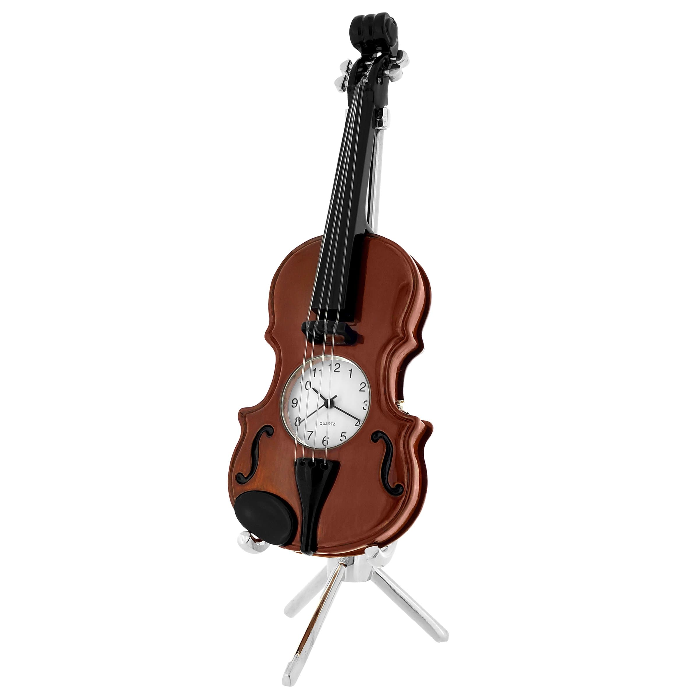 Violin Collectible Desktop Mini Clock w/ Stand