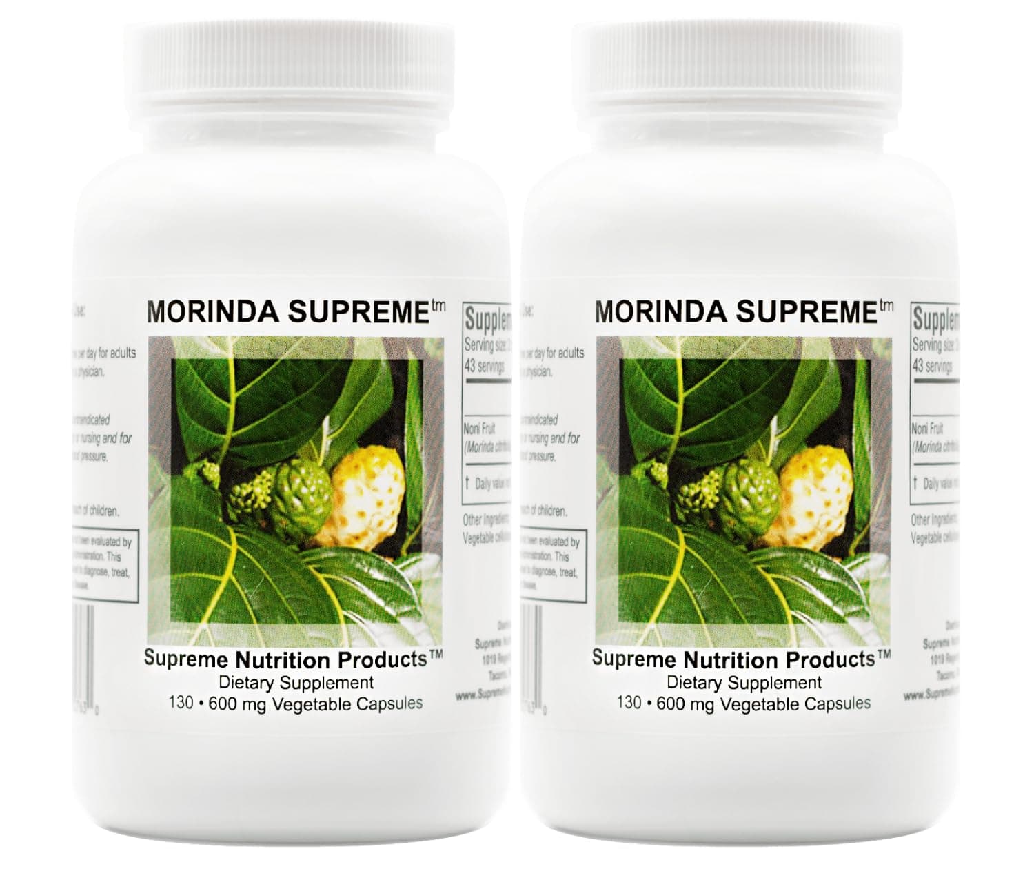 Morinda Dual Pack | 130 Whole Noni Fruit 730 mg Capsules | 2190 mg per Serving