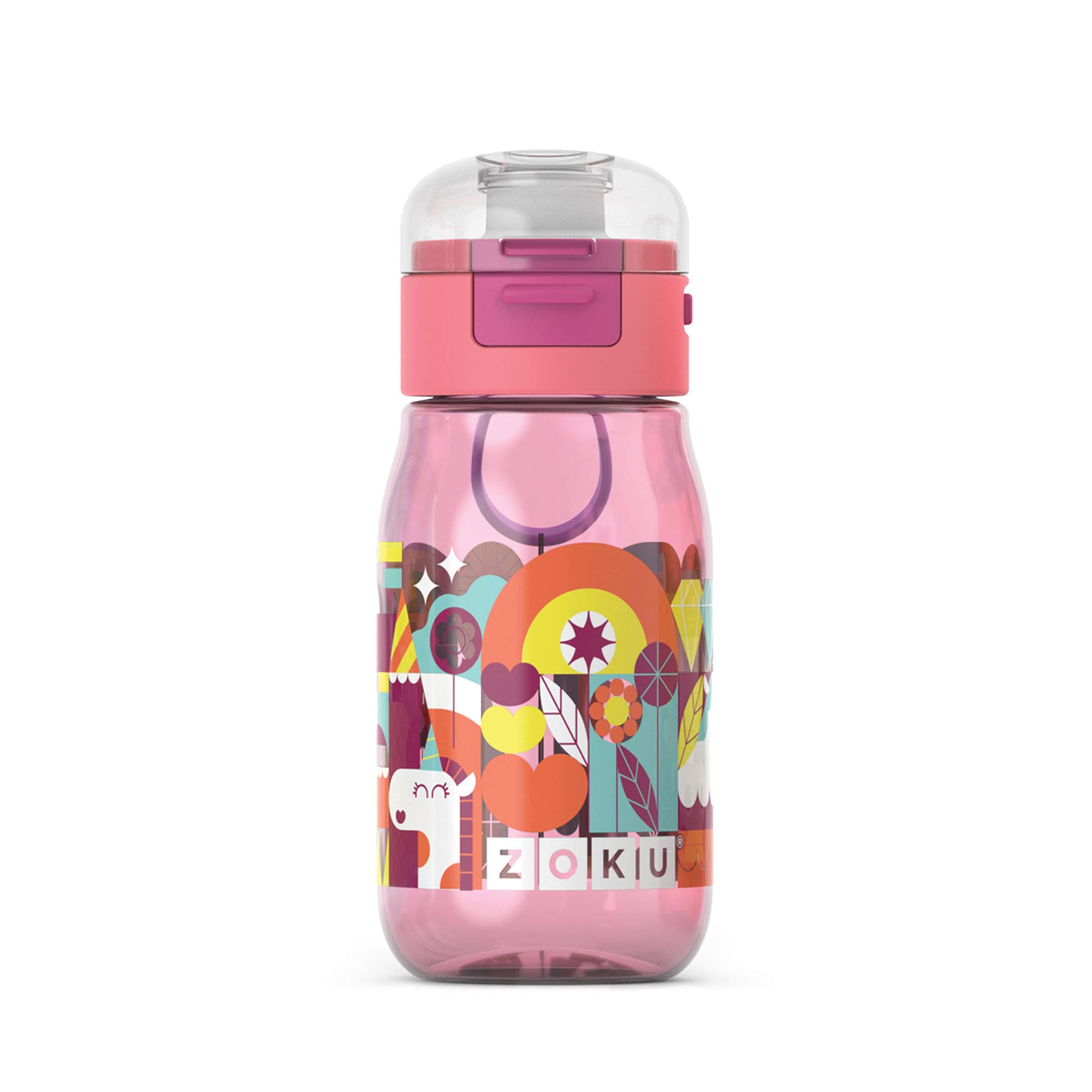 ZokuZK 202PK Roze Drinkbeker Kids Flip met Rietje 475 ml